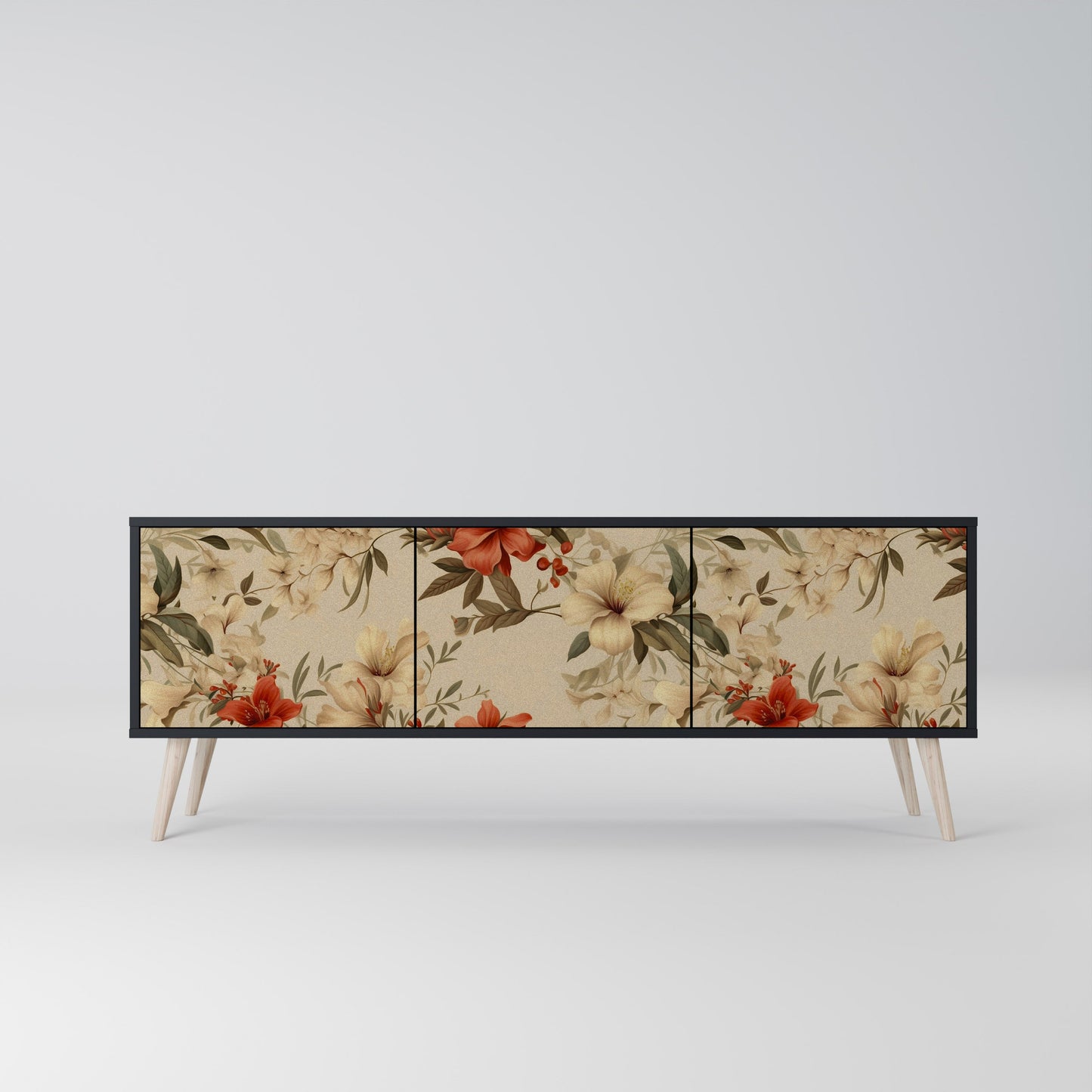 Mobile TV BLOOMING HARMONY a 3 ante con finitura nera