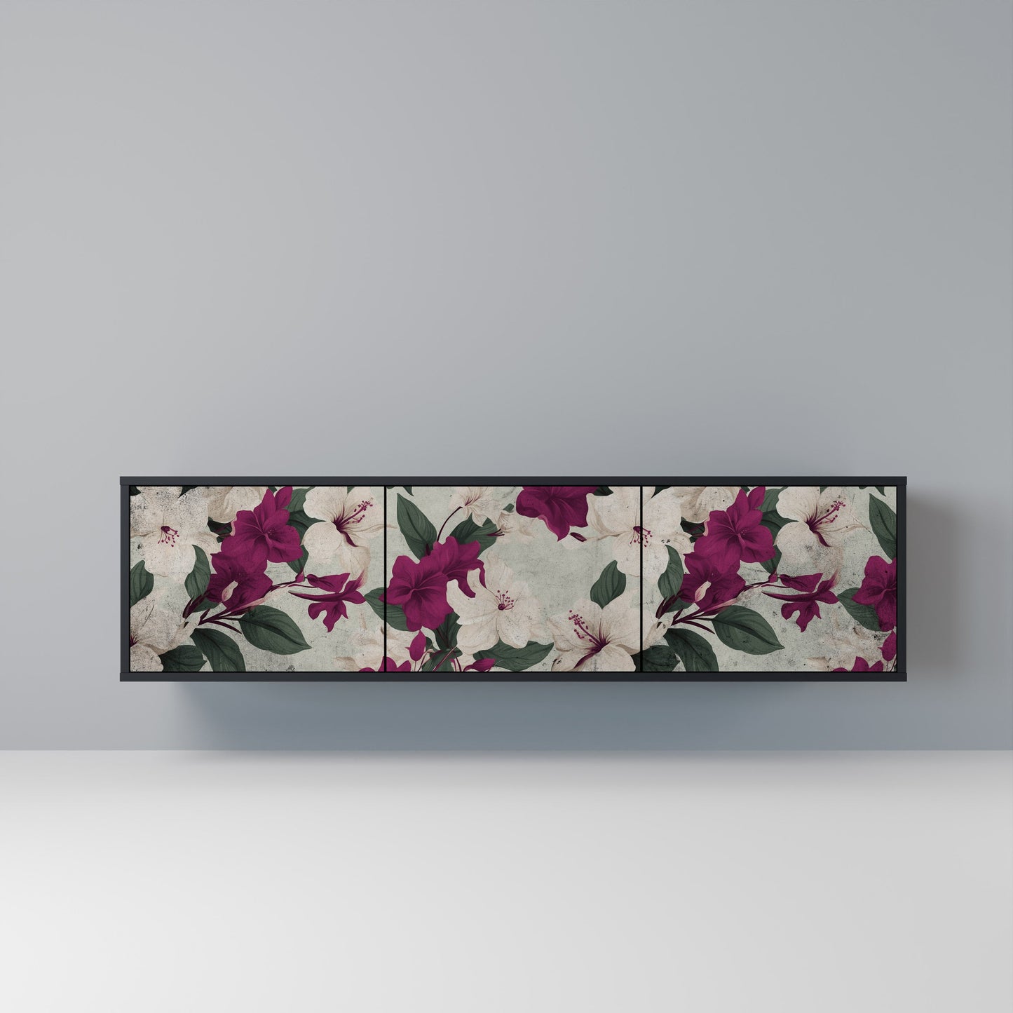 Mobile TV FLOWERET DREAM a 3 ante in finitura nera