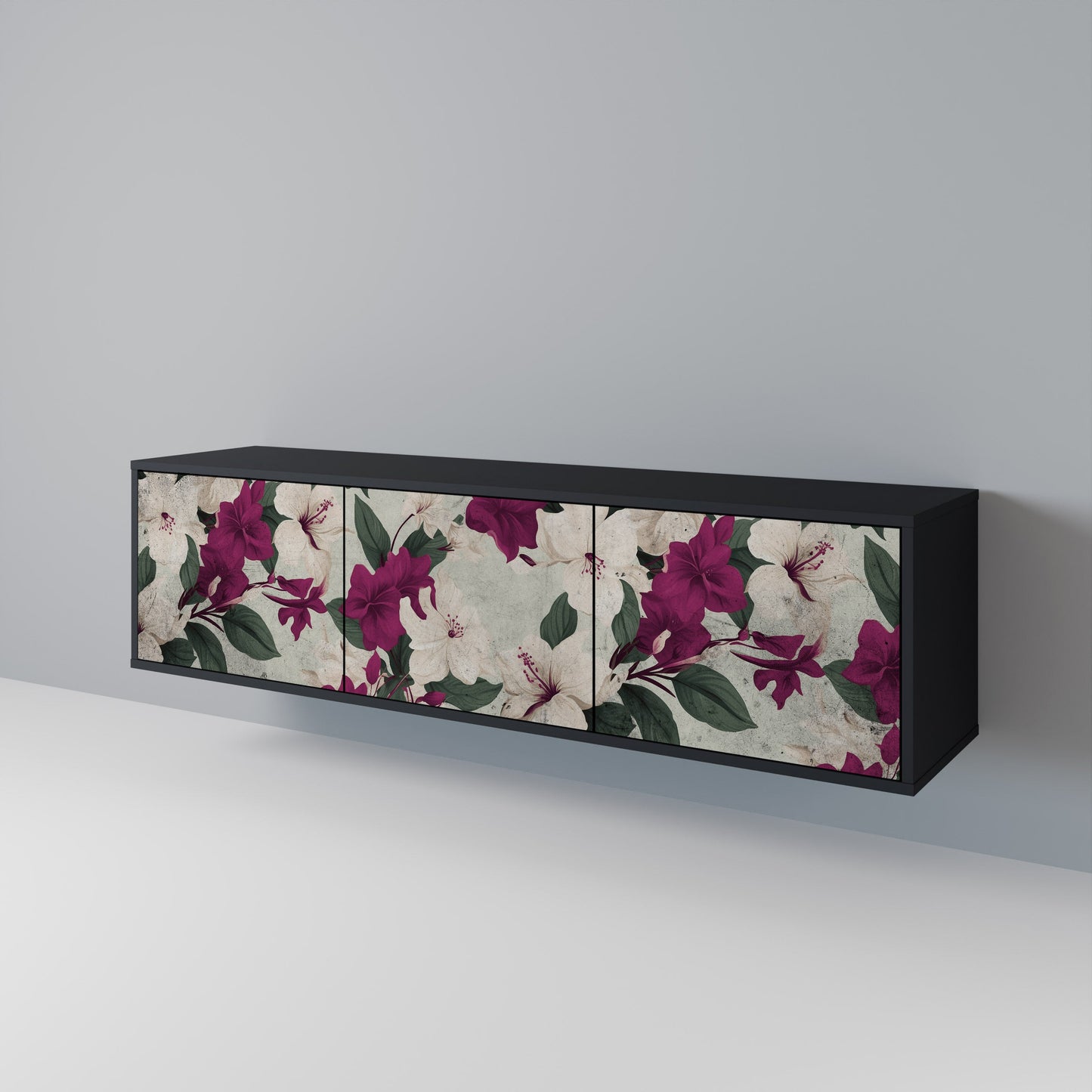 Mobile TV FLOWERET DREAM a 3 ante in finitura nera