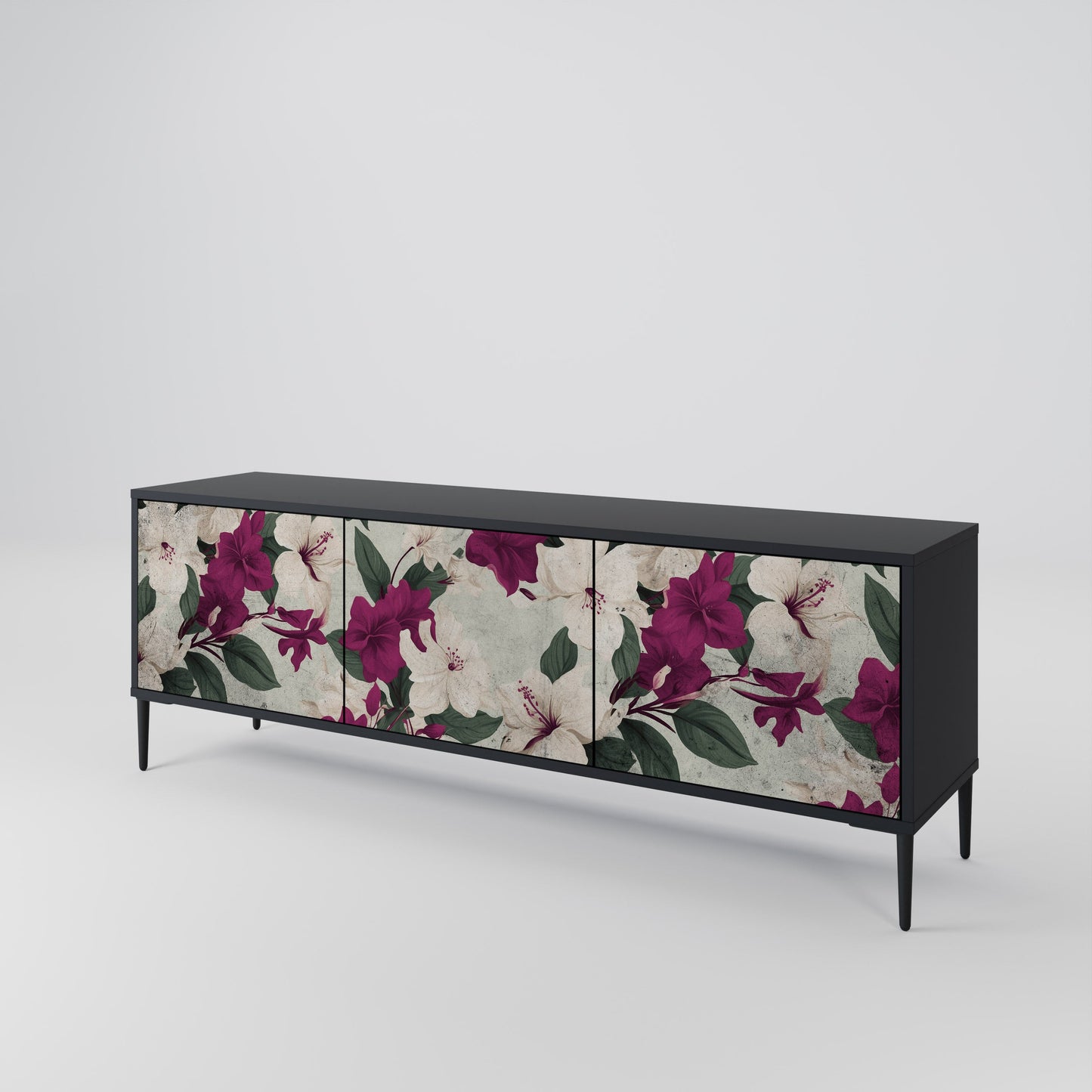 Mobile TV FLOWERET DREAM a 3 ante in finitura nera