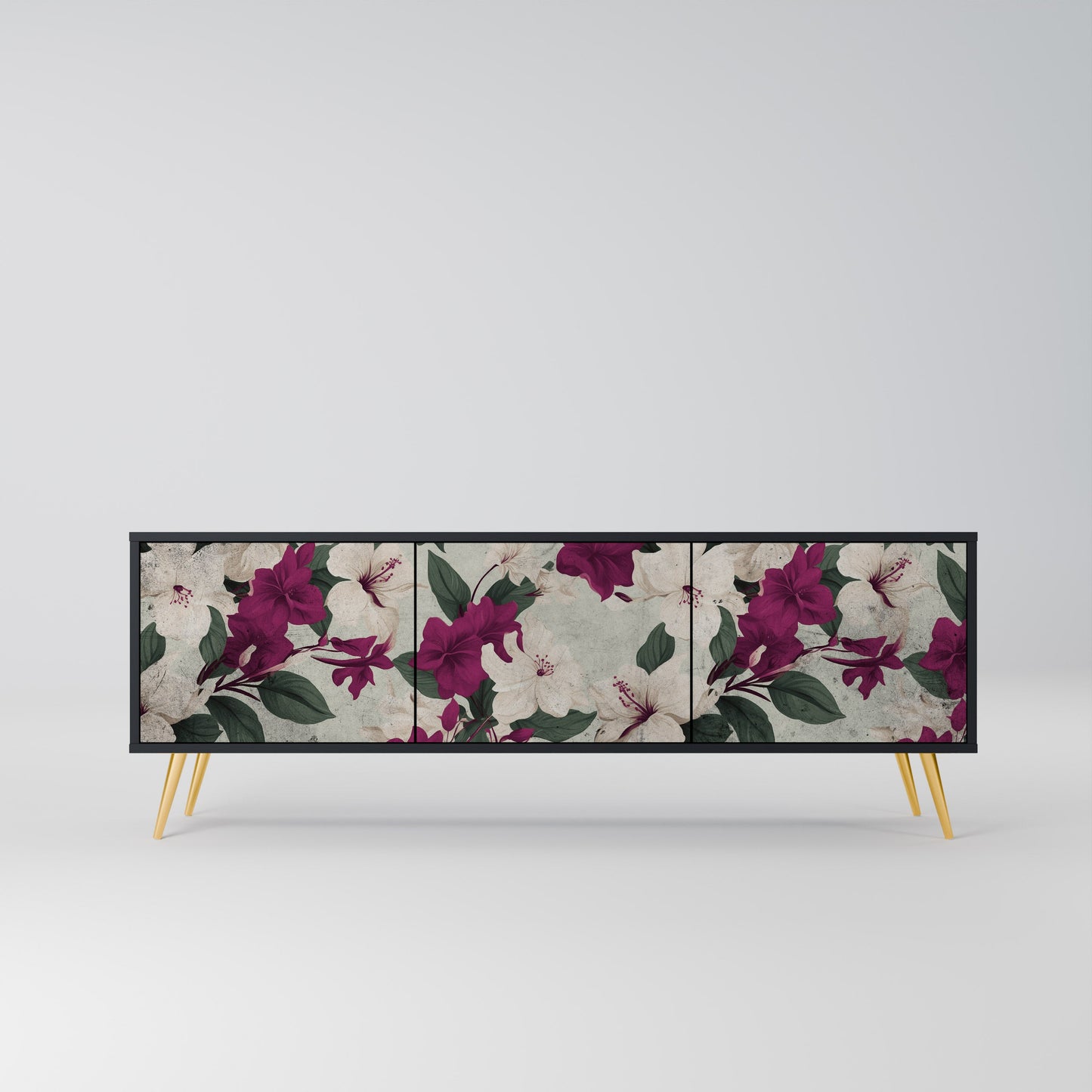 Mobile TV FLOWERET DREAM a 3 ante in finitura nera