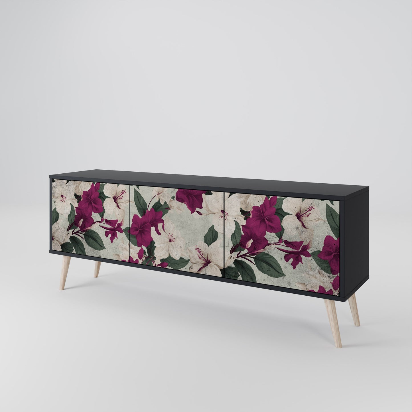 Mobile TV FLOWERET DREAM a 3 ante in finitura nera