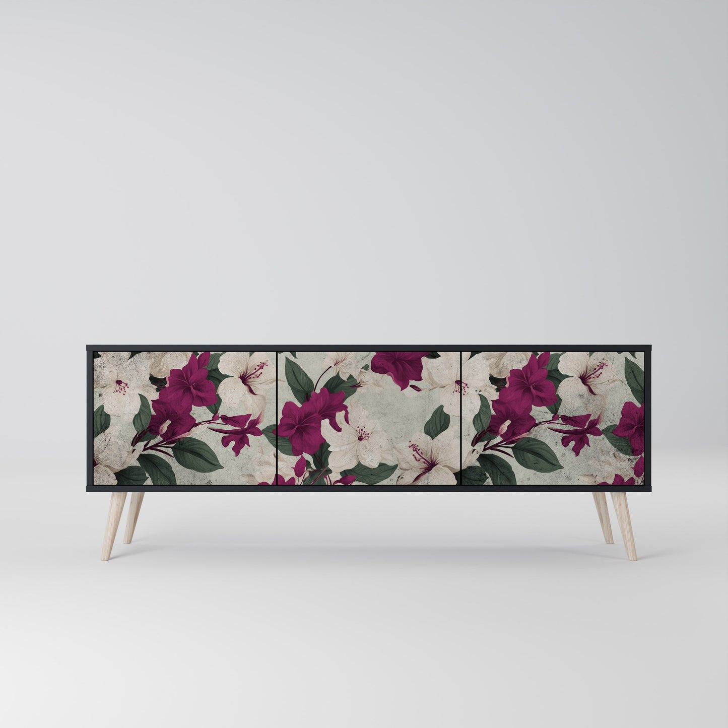 Mobile TV FLOWERET DREAM a 3 ante in finitura nera