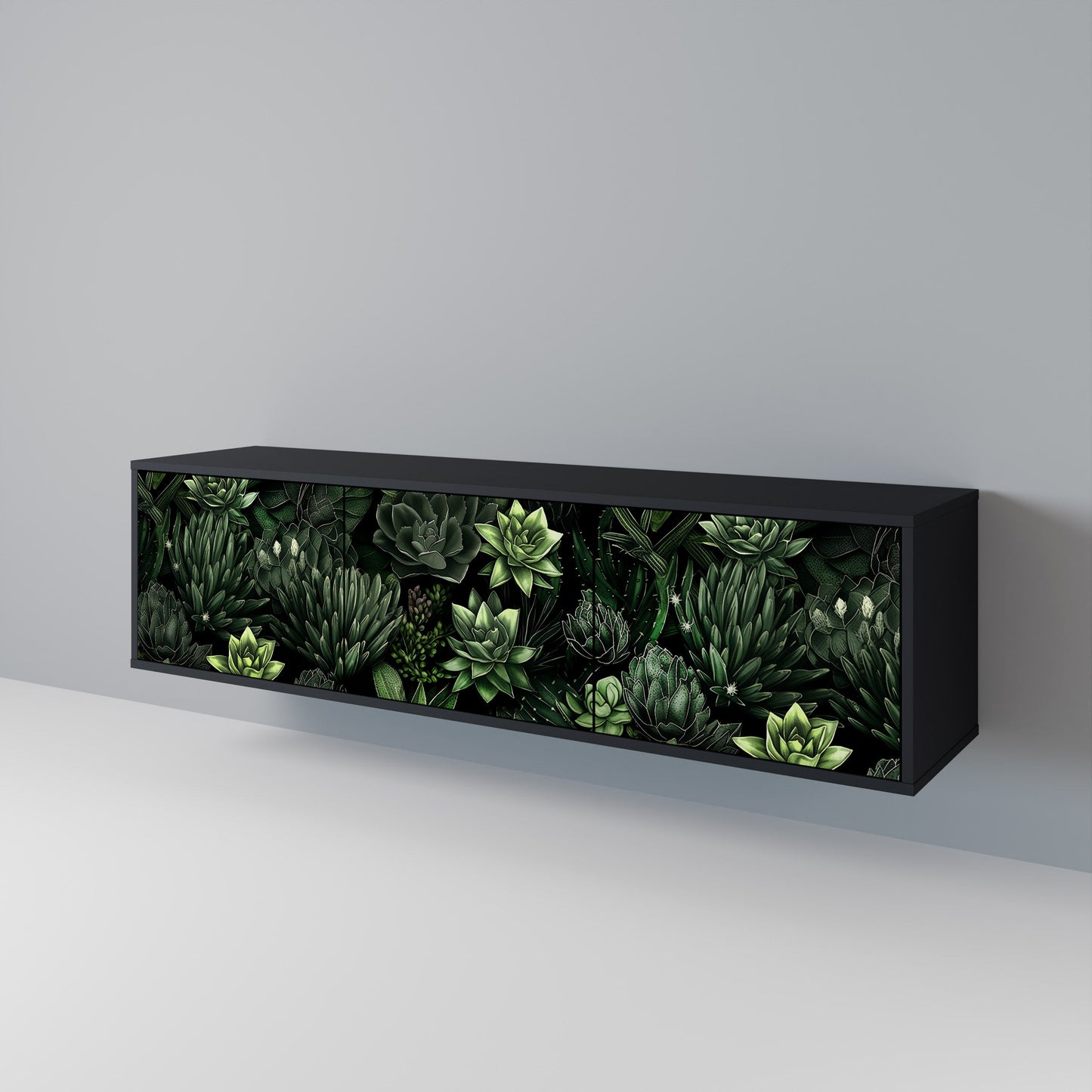 SUCCULENT JUNGLE 3-Door TV Stand in Black Finish