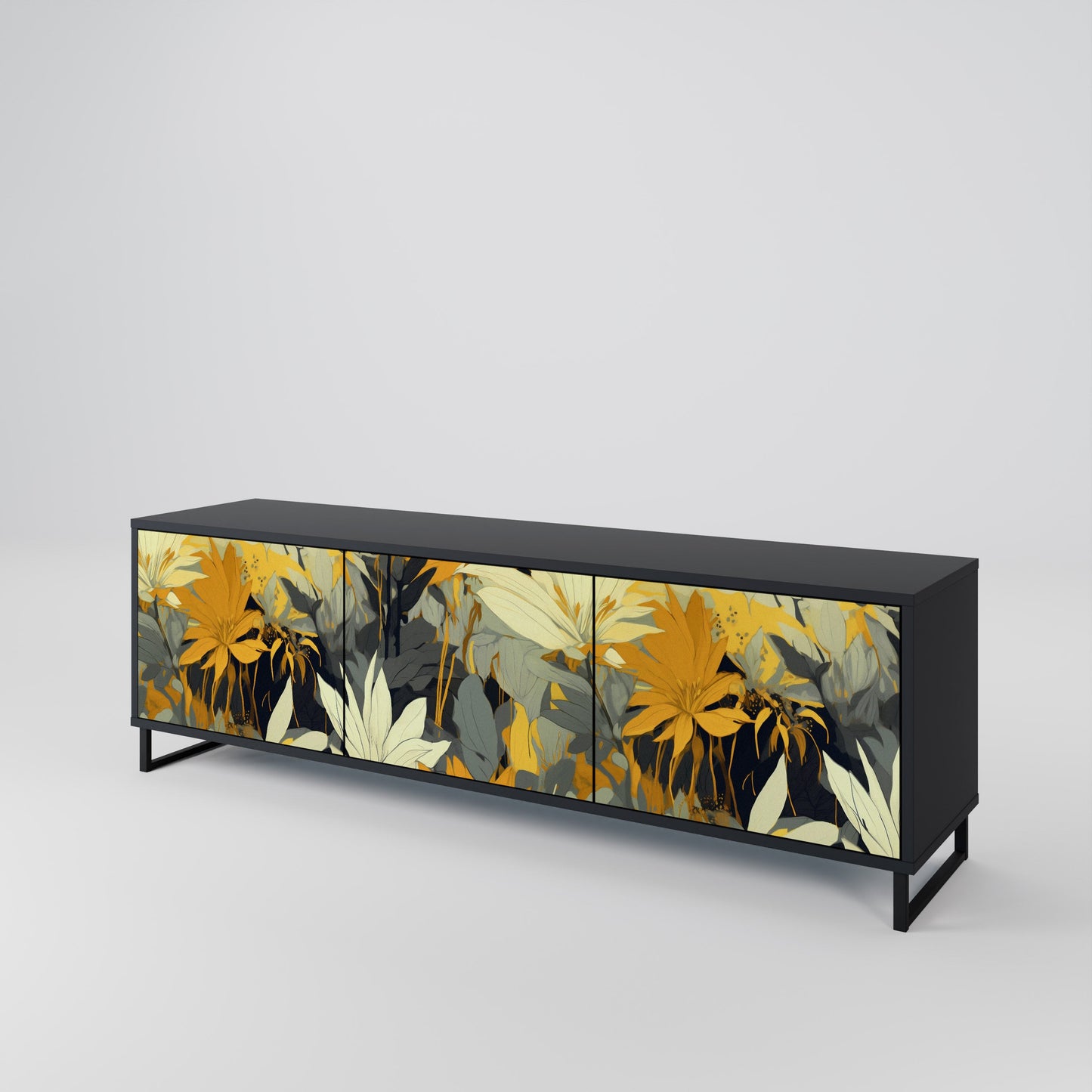 SUNKISSED LILY 3-Door TV Stand in Black Finish