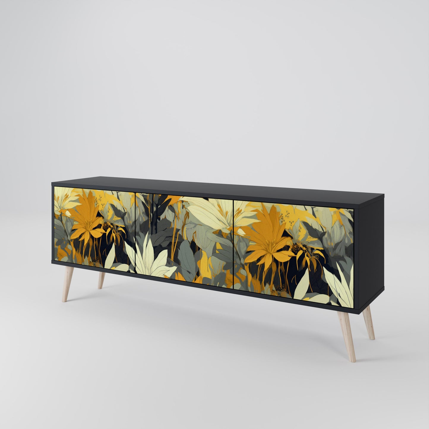 SUNKISSED LILY 3-Door TV Stand in Black Finish