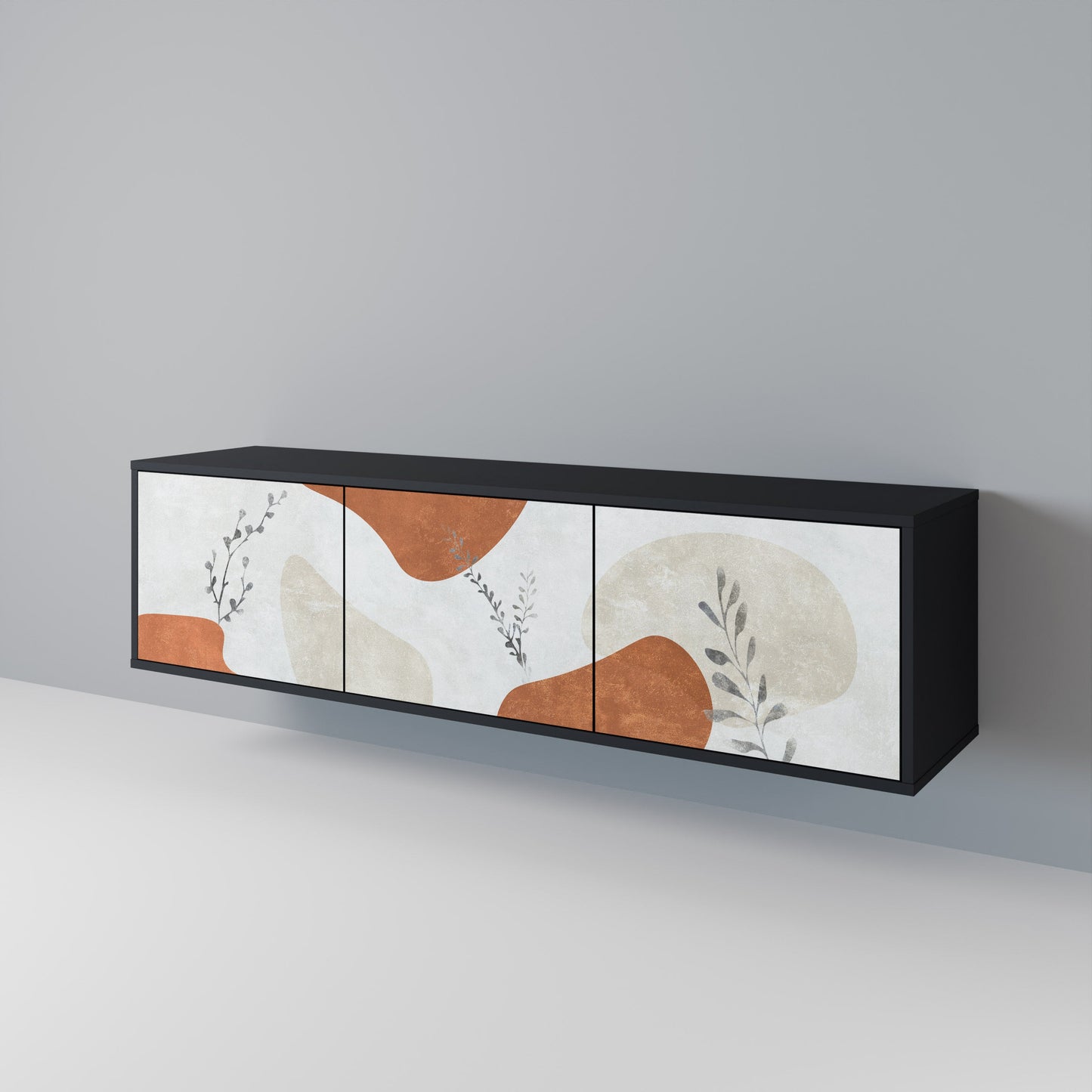 Mobile TV TRANQUIL TWIG a 3 ante con finitura nera