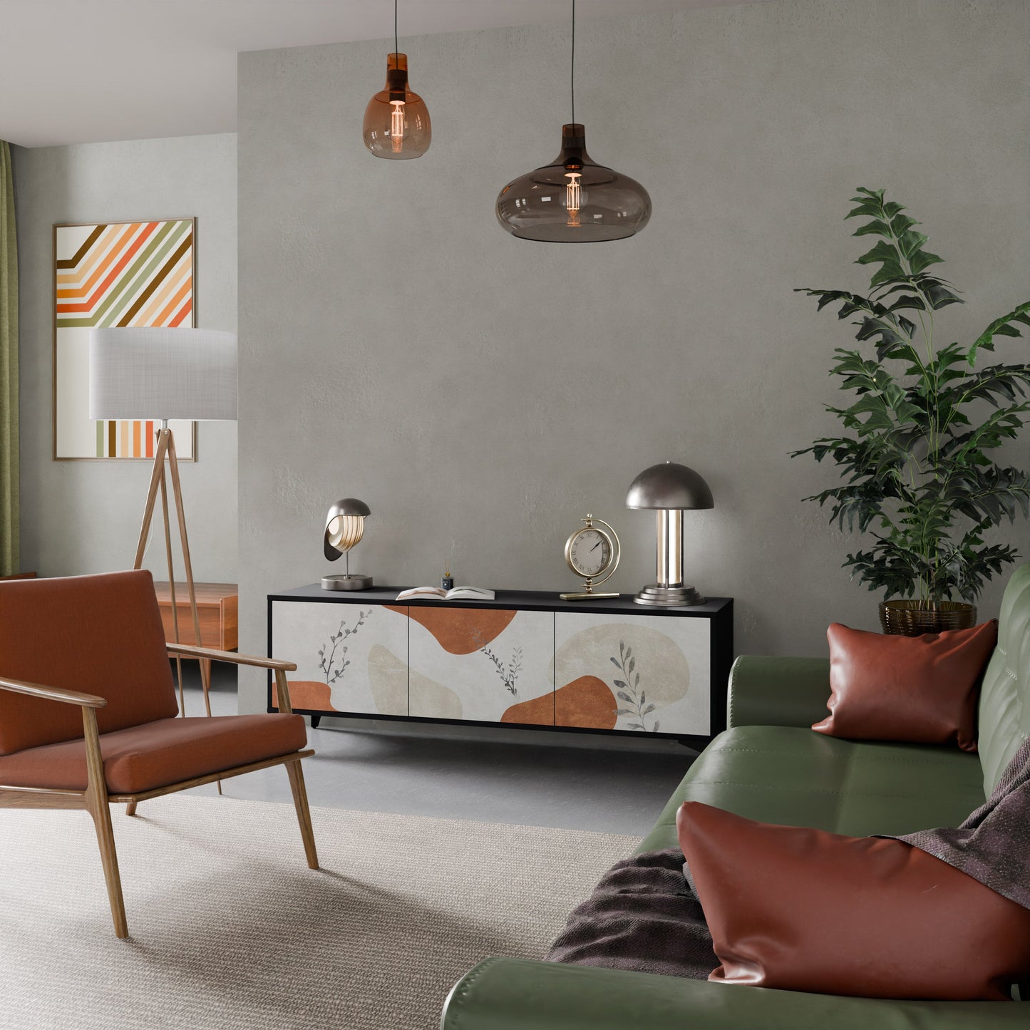 Mobile TV TRANQUIL TWIG a 3 ante con finitura nera