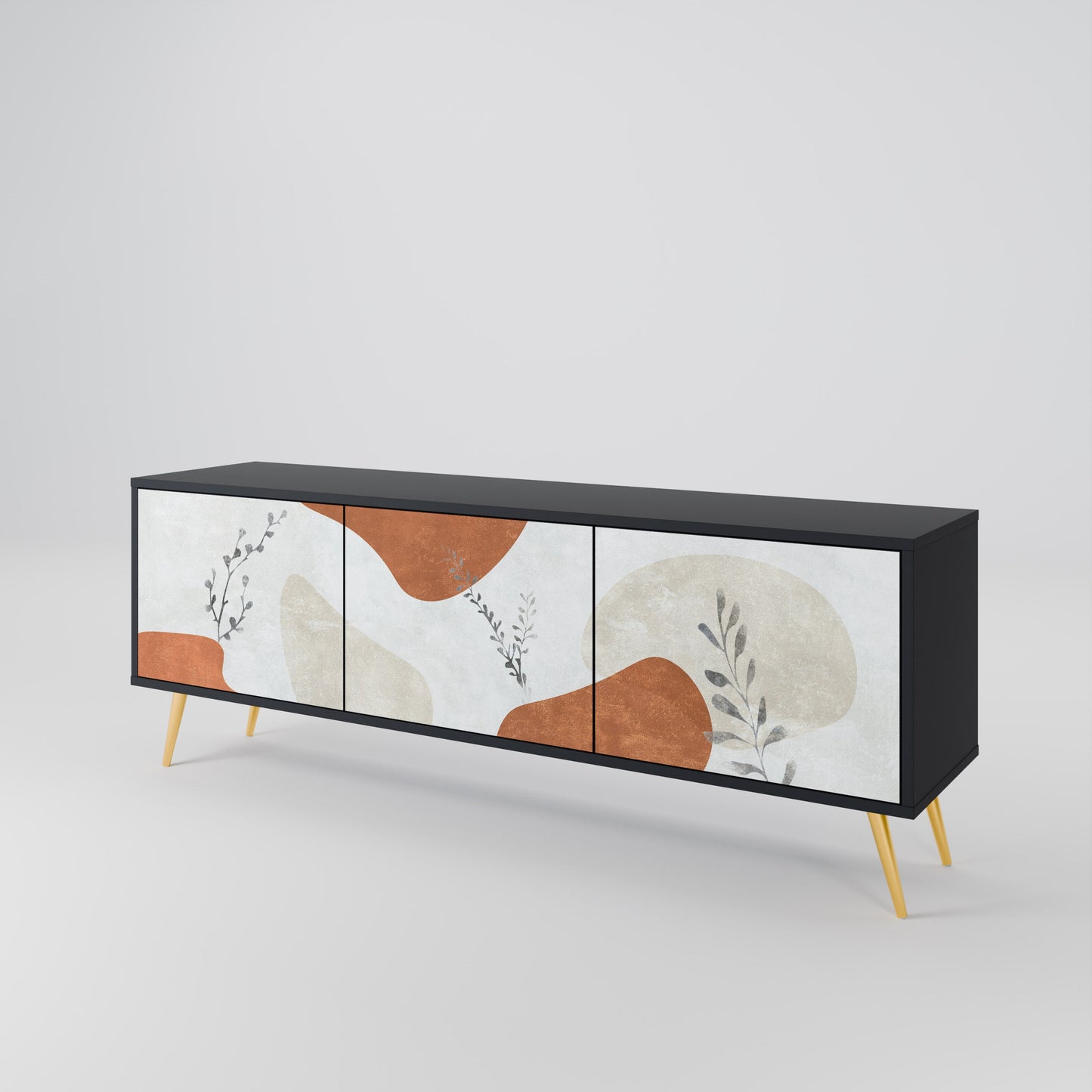 Mobile TV TRANQUIL TWIG a 3 ante con finitura nera