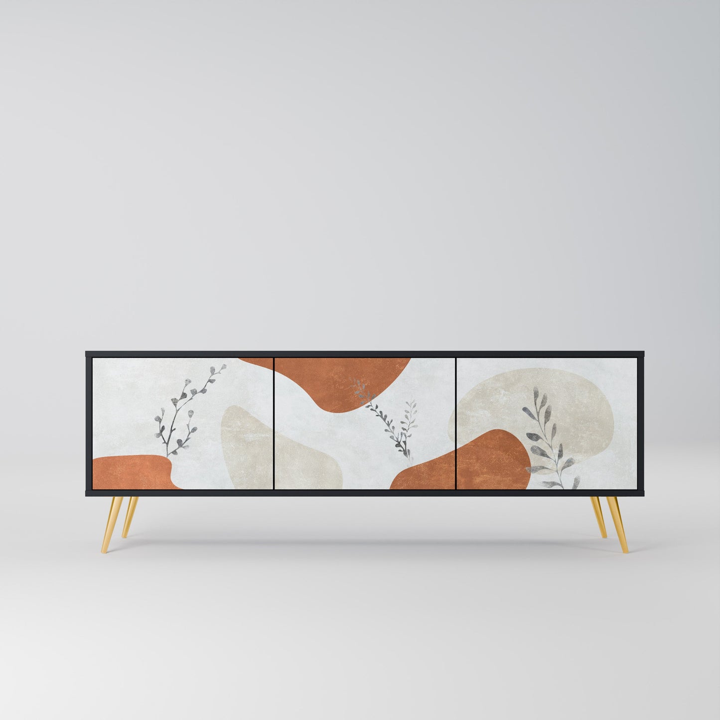 Mobile TV TRANQUIL TWIG a 3 ante con finitura nera