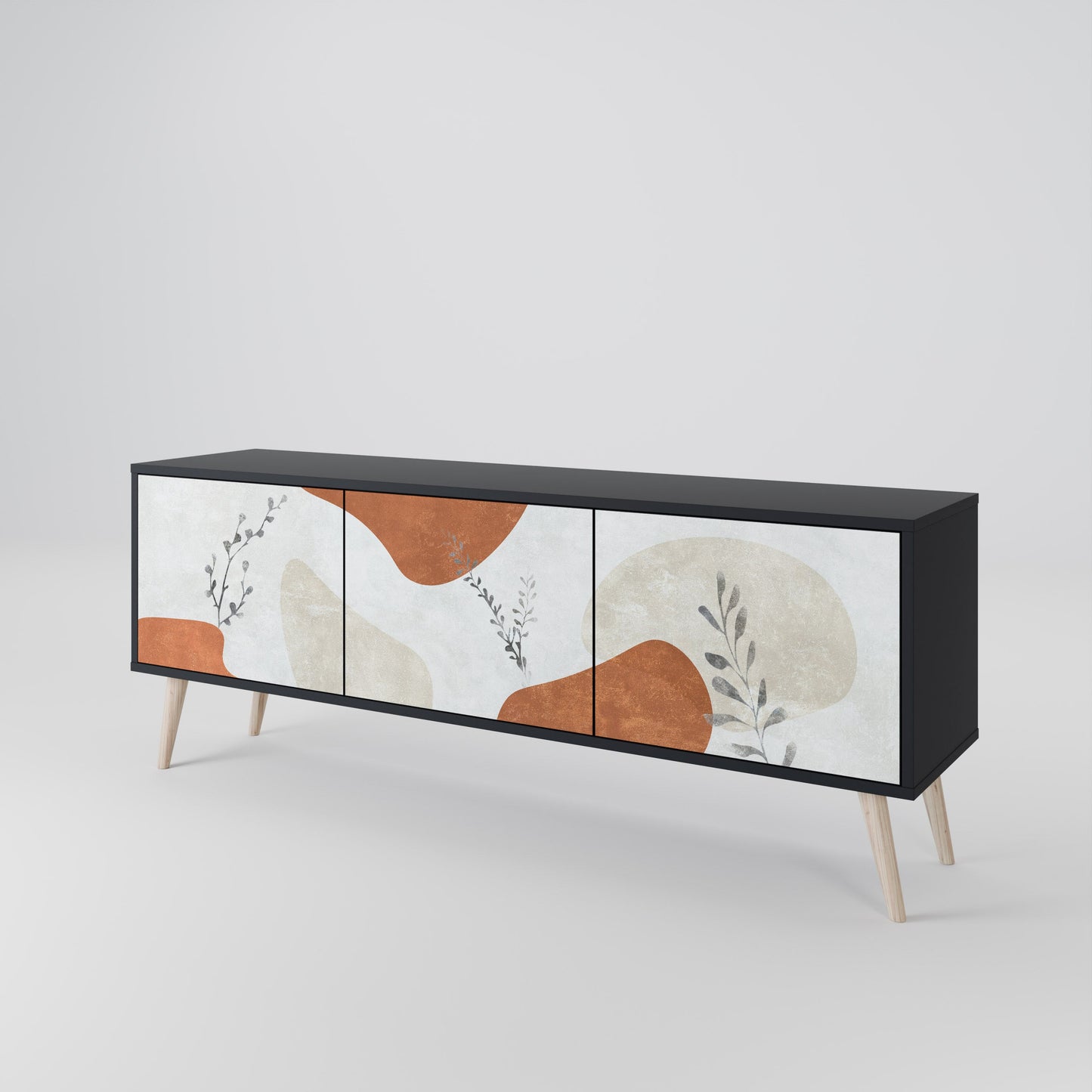 Mobile TV TRANQUIL TWIG a 3 ante con finitura nera
