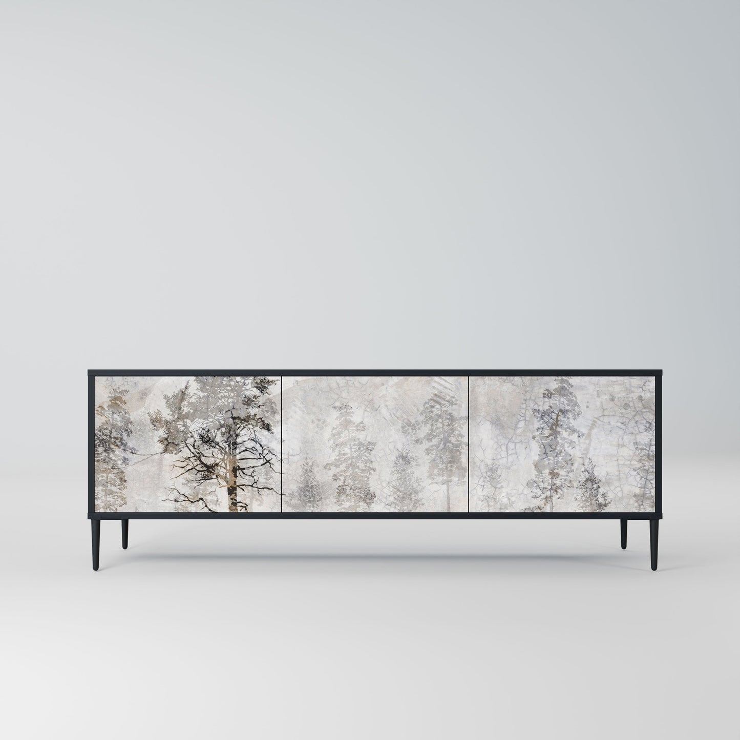FADE IN THE TREES 3-Door TV Stand in Black Finish