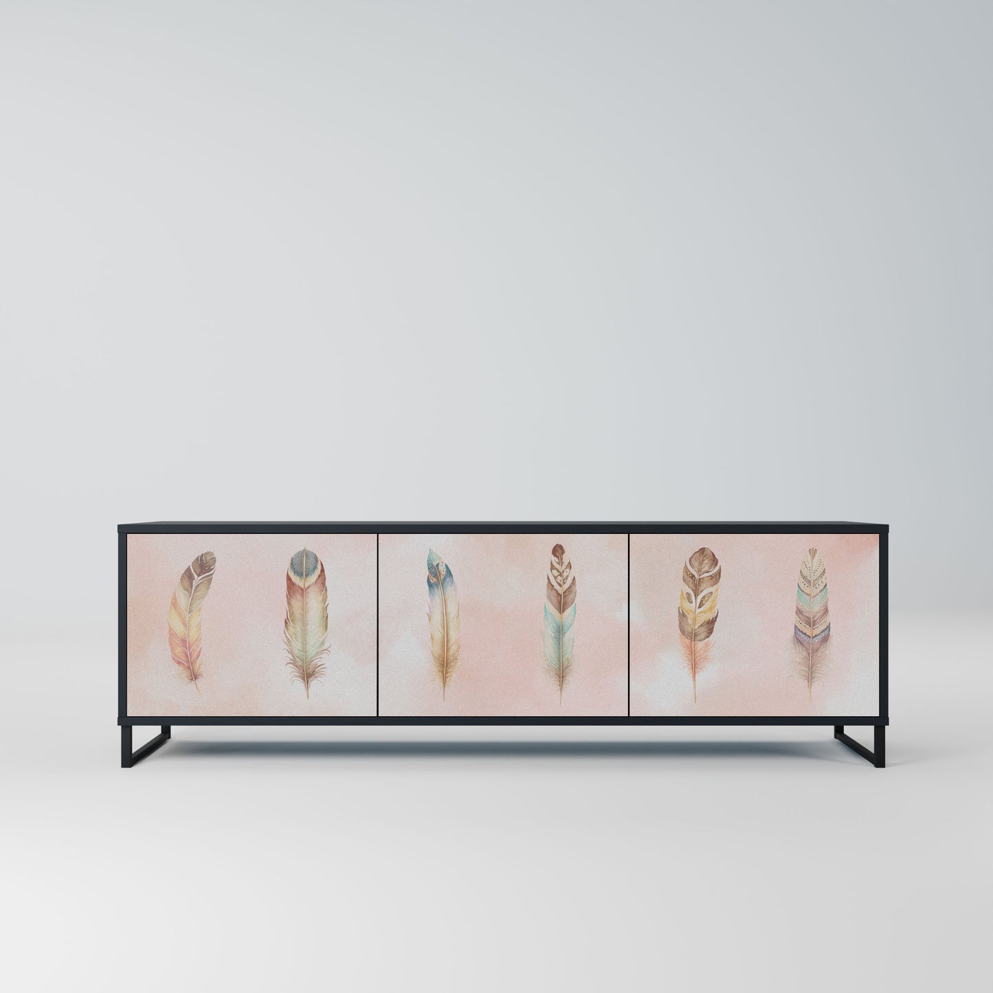 THE DELIQUESCE 3-Door TV Stand in Black Finish