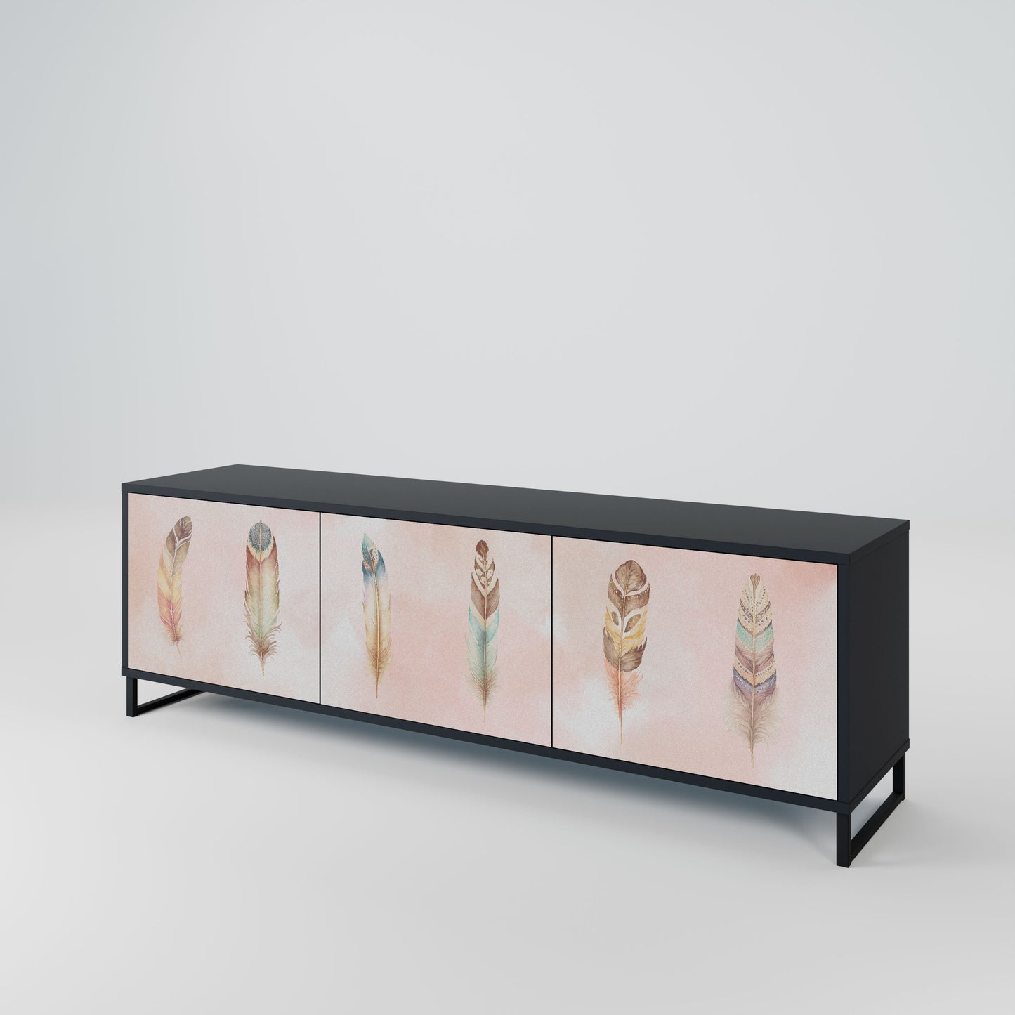 THE DELIQUESCE 3-Door TV Stand in Black Finish