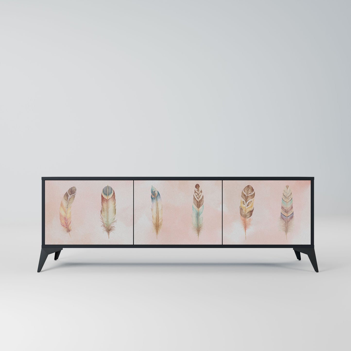 THE DELIQUESCE 3-Door TV Stand in Black Finish