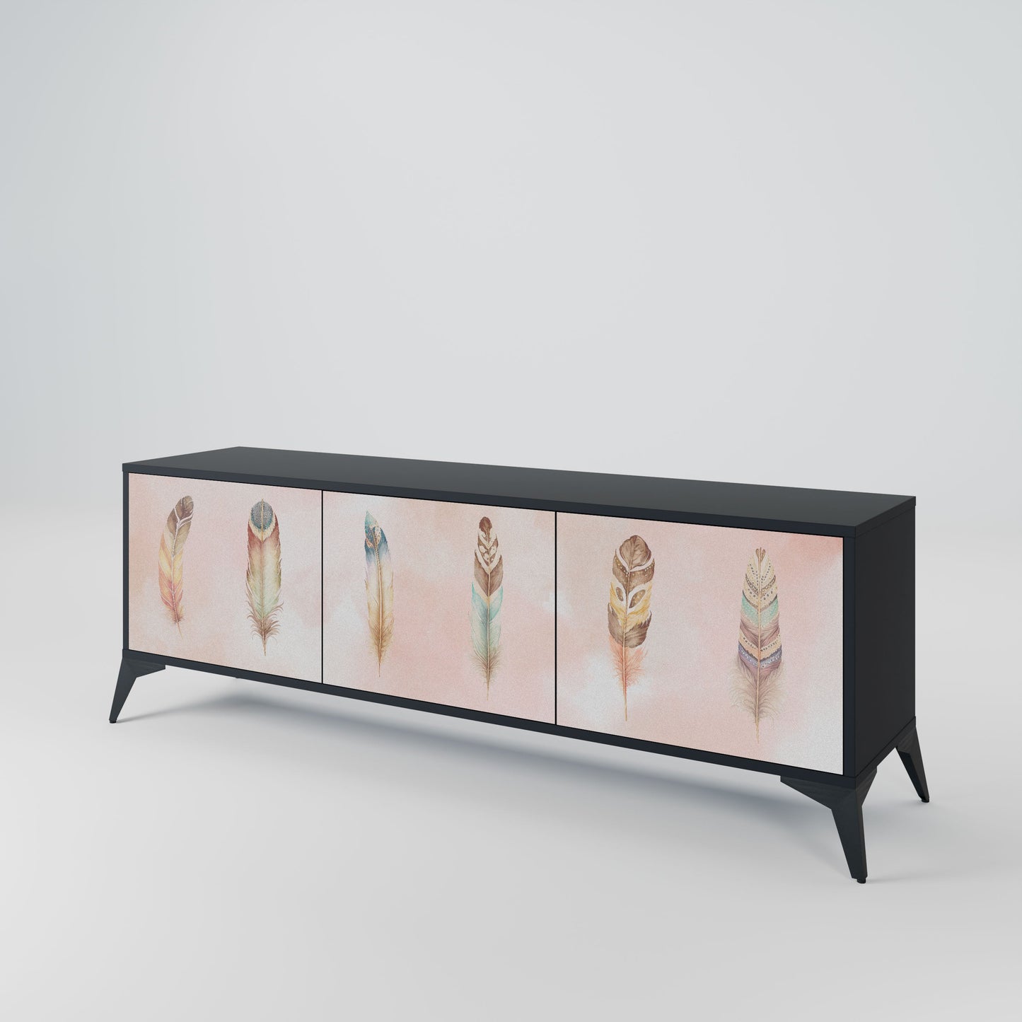 THE DELIQUESCE 3-Door TV Stand in Black Finish