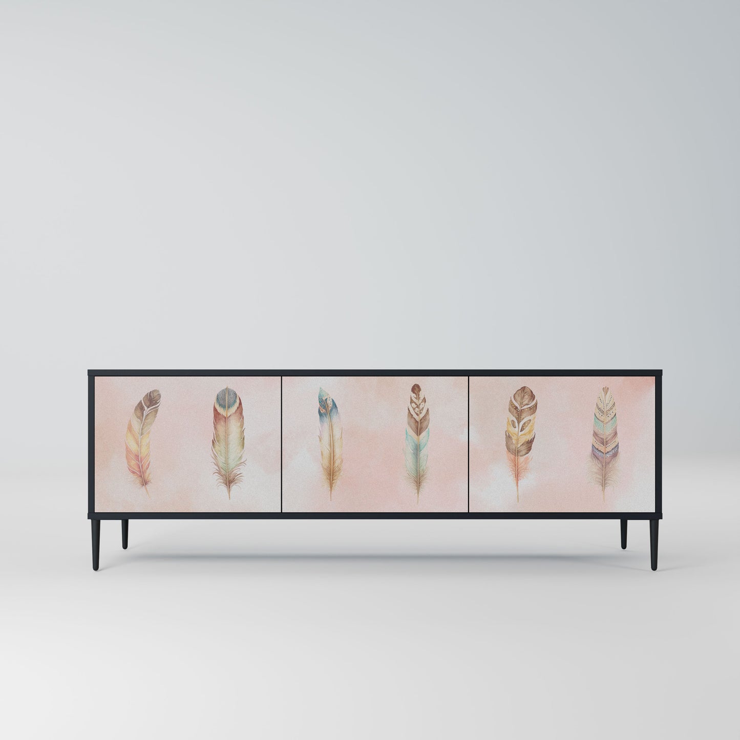THE DELIQUESCE 3-Door TV Stand in Black Finish