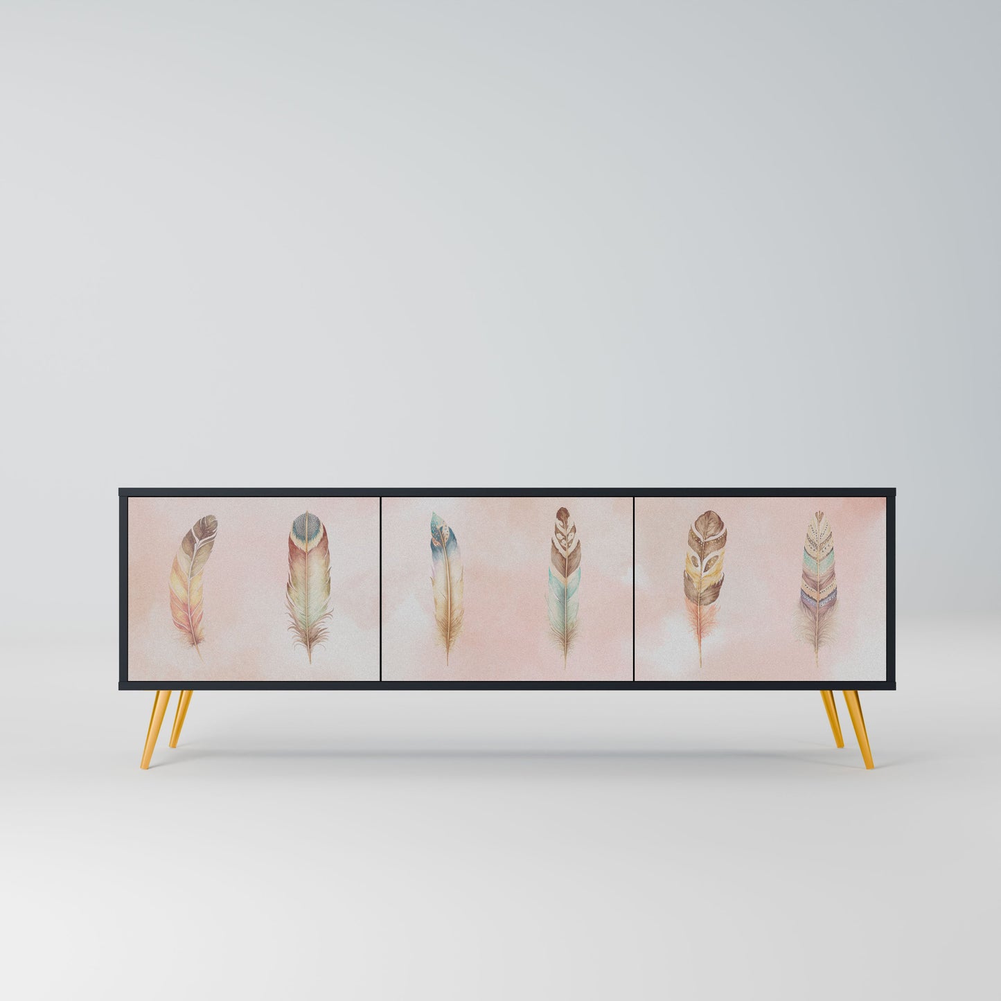 THE DELIQUESCE 3-Door TV Stand in Black Finish
