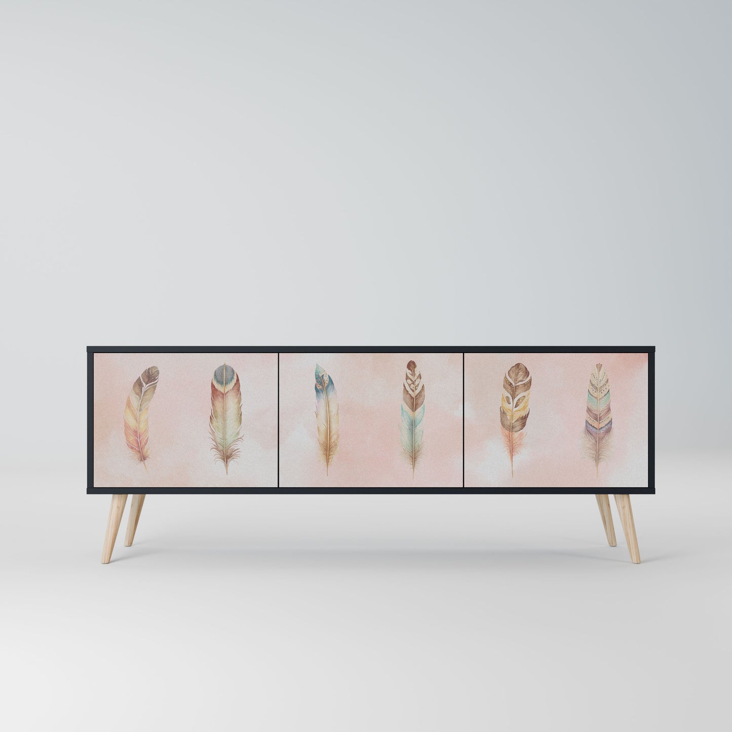 THE DELIQUESCE 3-Door TV Stand in Black Finish