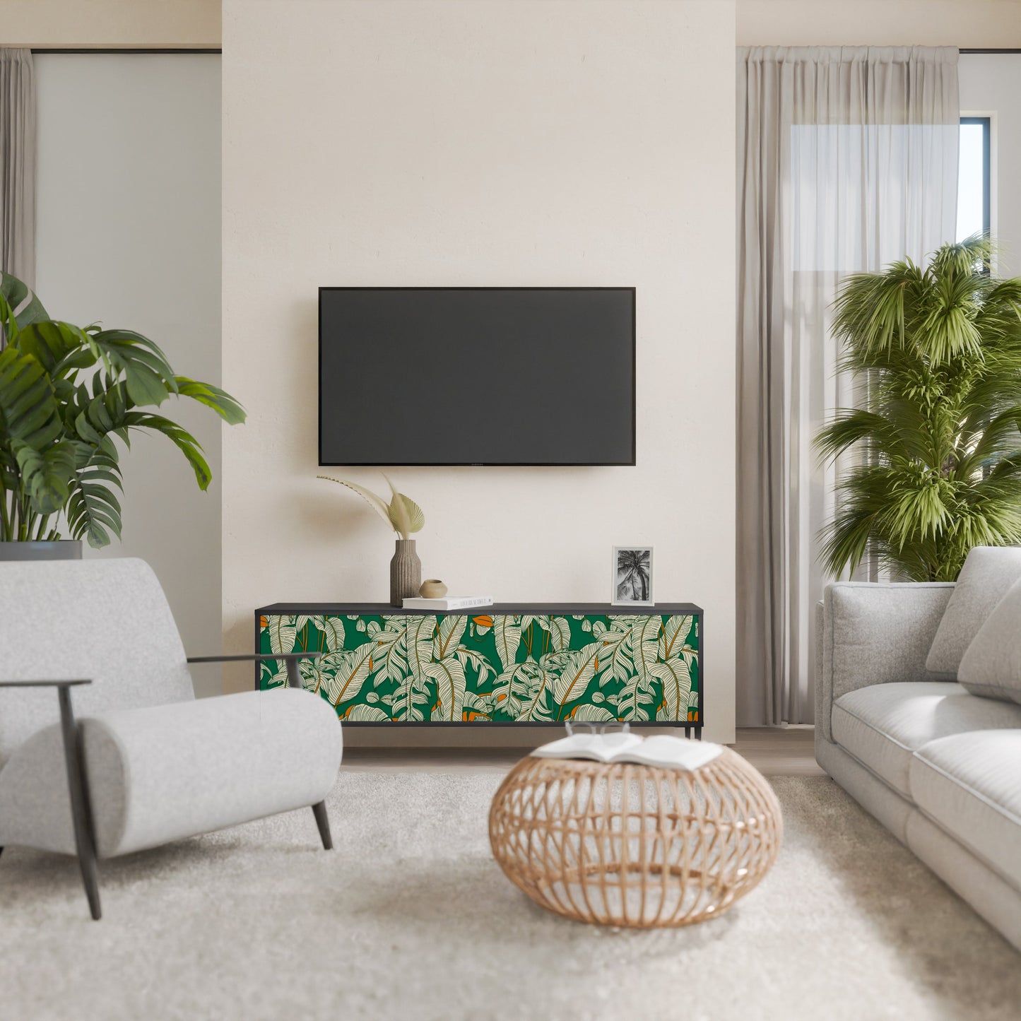 VERDANT PLEASURES Mobile TV a 3 ante con finitura nera