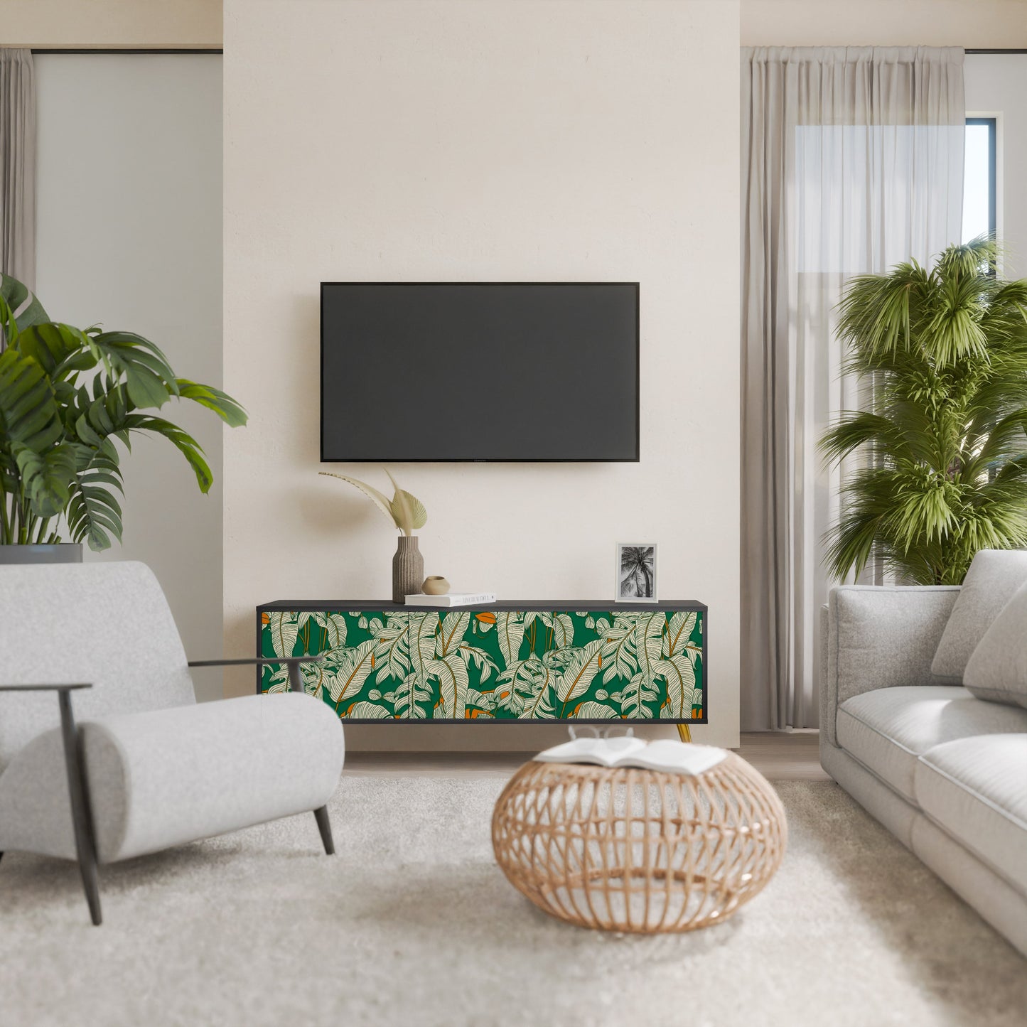 VERDANT PLEASURES Mobile TV a 3 ante con finitura nera
