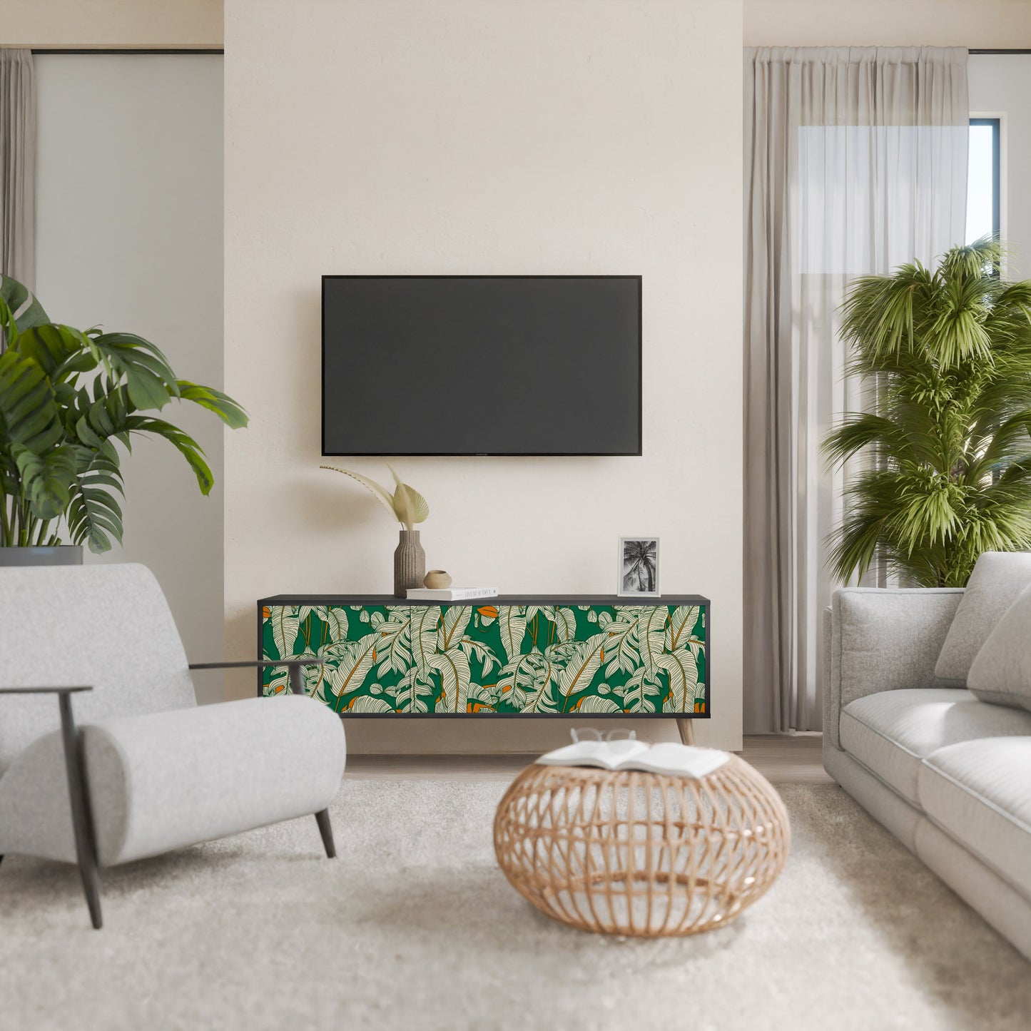 VERDANT PLEASURES Mobile TV a 3 ante con finitura nera