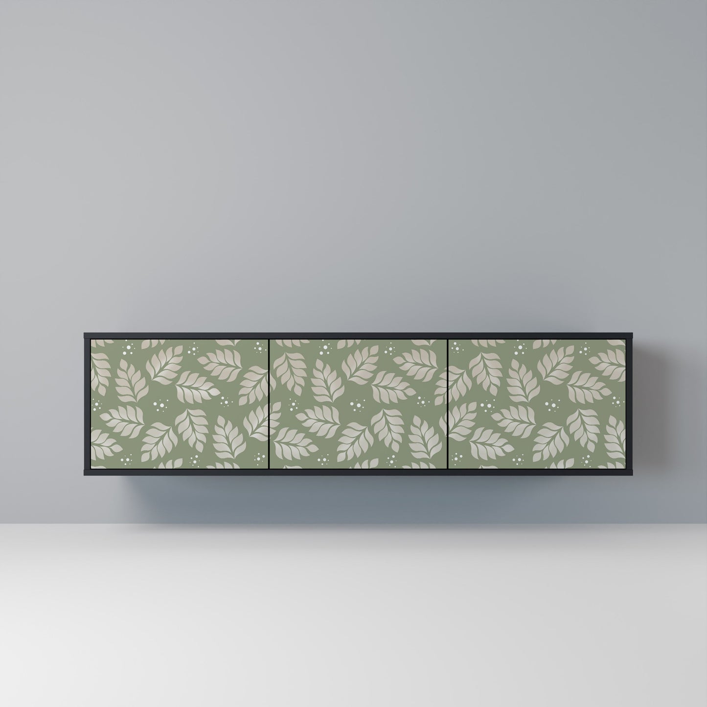 LEAVES ON GREEN 3-Door TV Stand in Black Finish