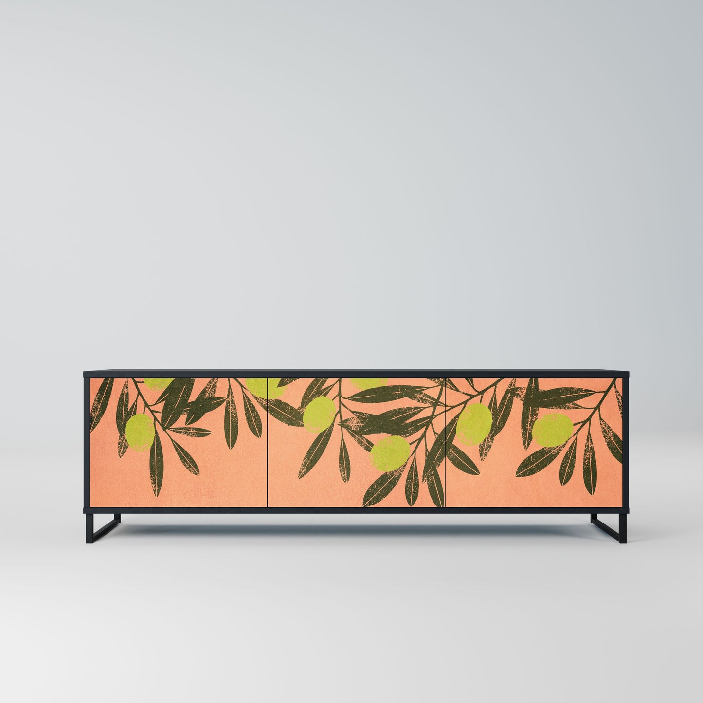JUICY OLIVES 3-Door TV Stand in Black Finish