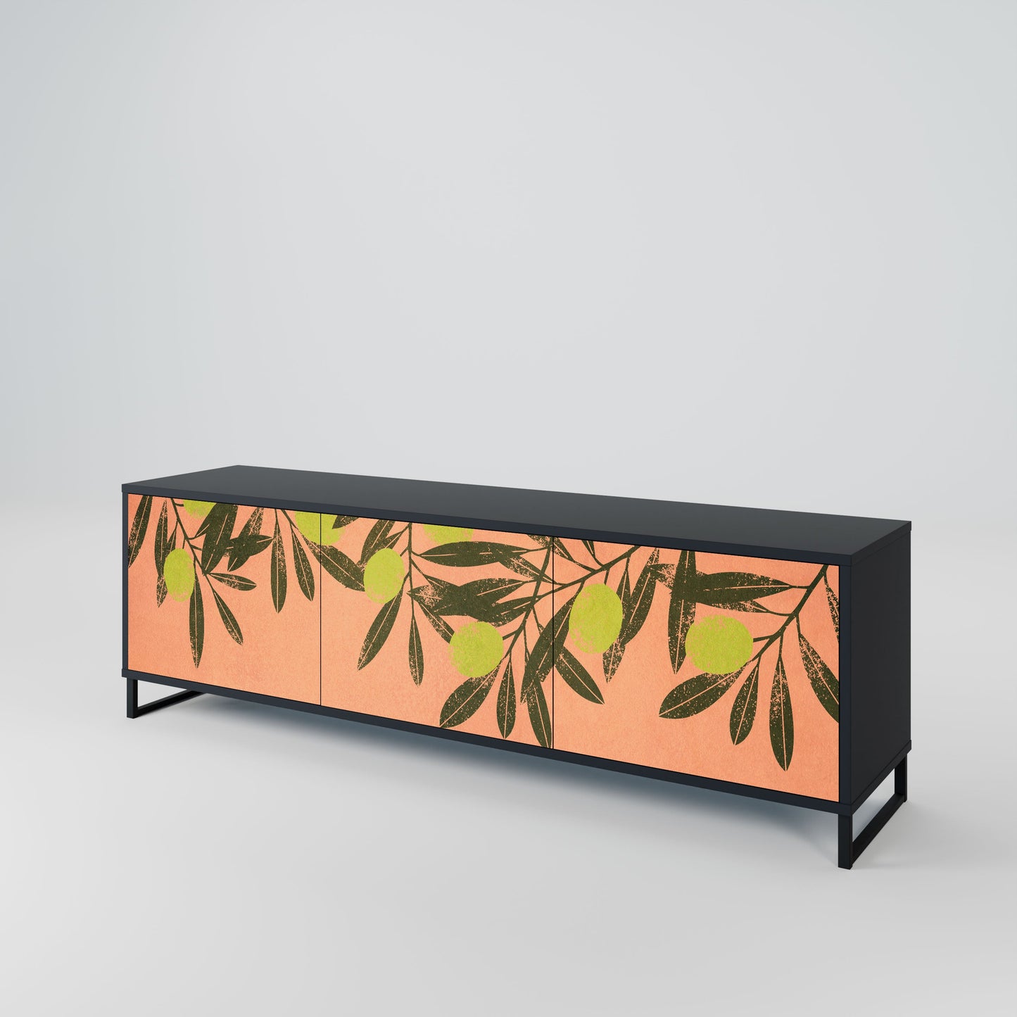 JUICY OLIVES 3-Door TV Stand in Black Finish