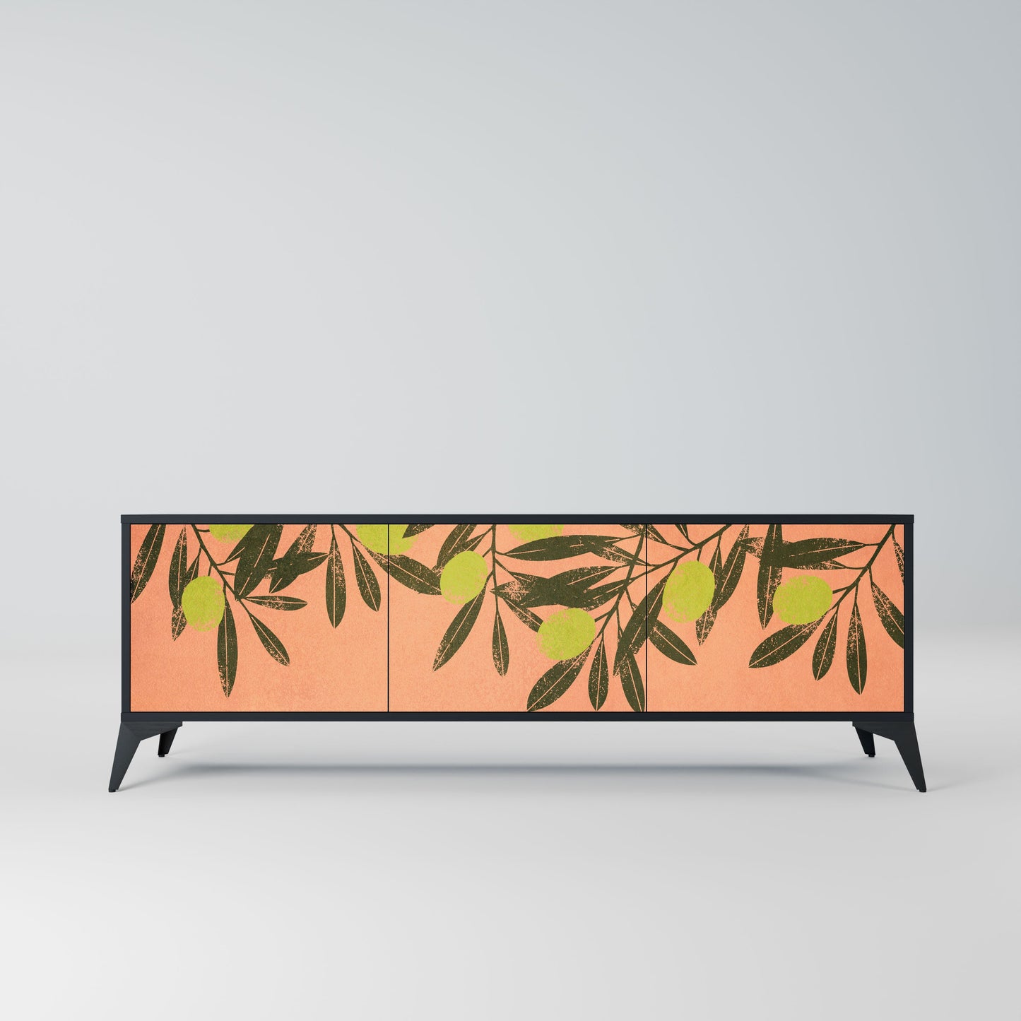 JUICY OLIVES 3-Door TV Stand in Black Finish