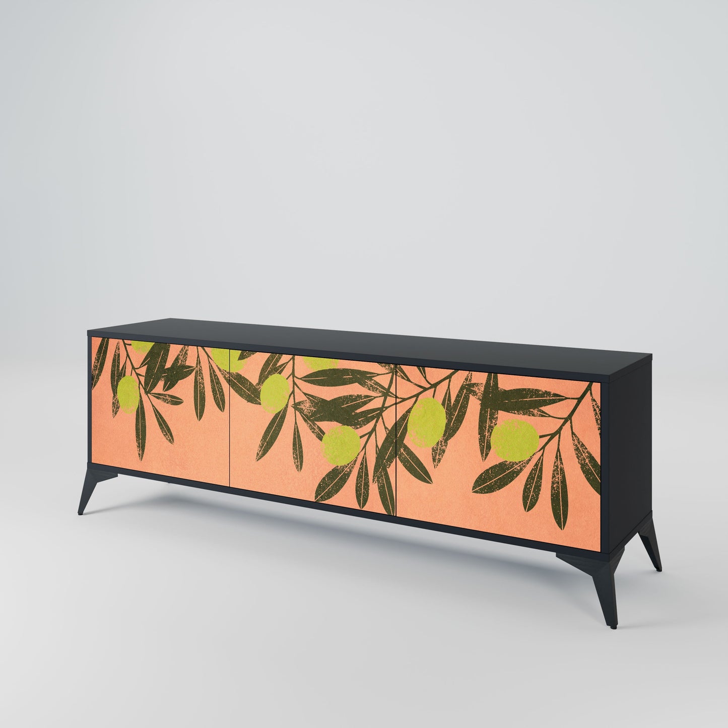 JUICY OLIVES 3-Door TV Stand in Black Finish