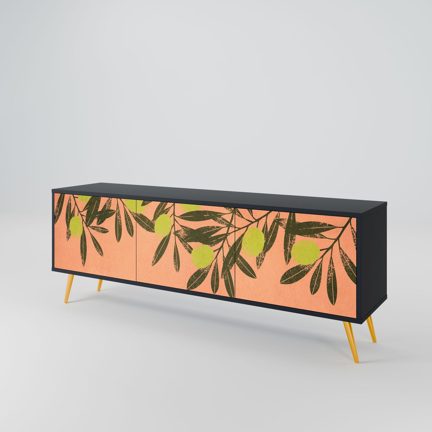 JUICY OLIVES 3-Door TV Stand in Black Finish
