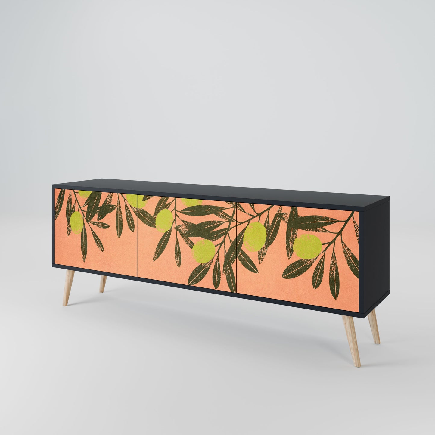 JUICY OLIVES 3-Door TV Stand in Black Finish