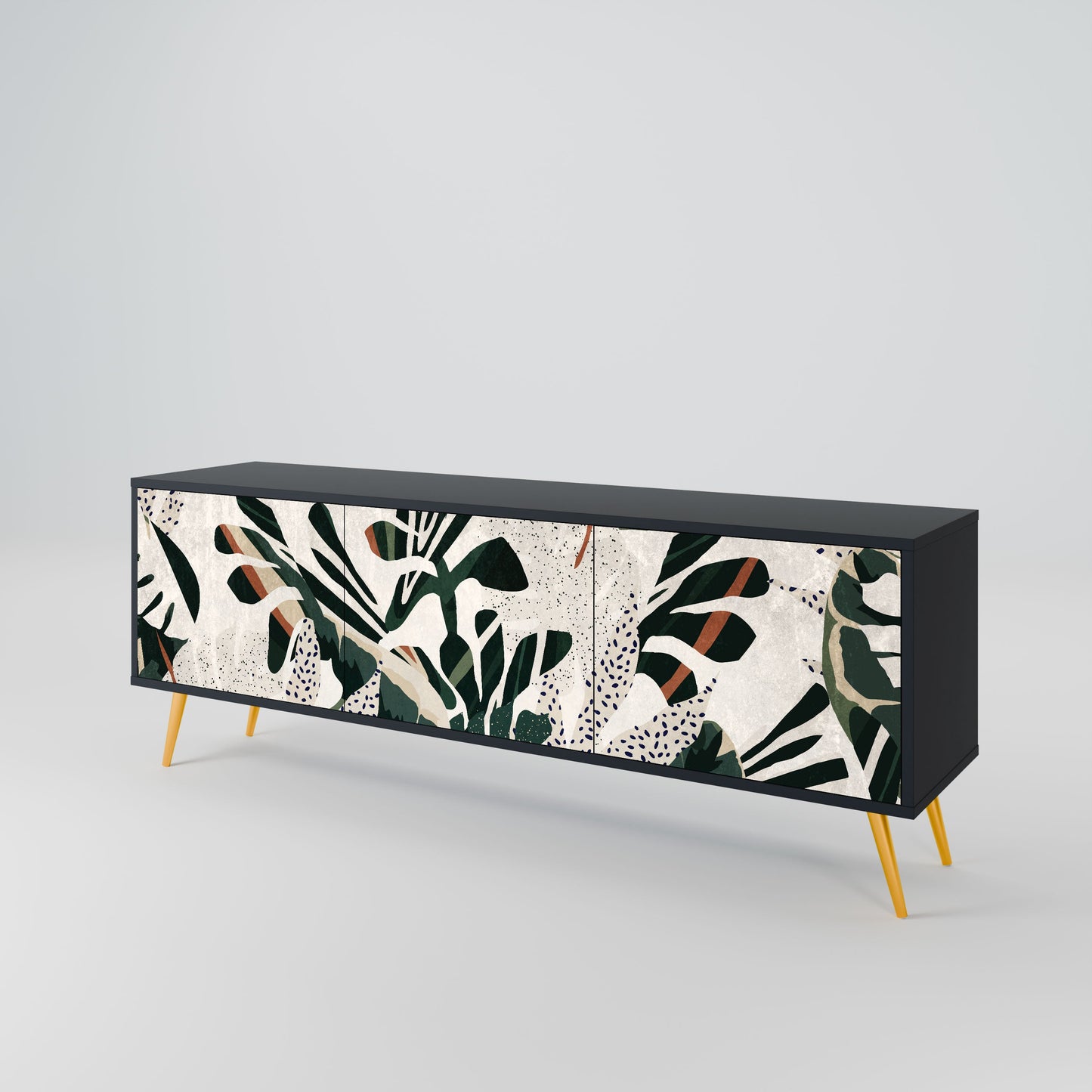 VERDURE FORMATION 3-Door TV Stand in Black Finish