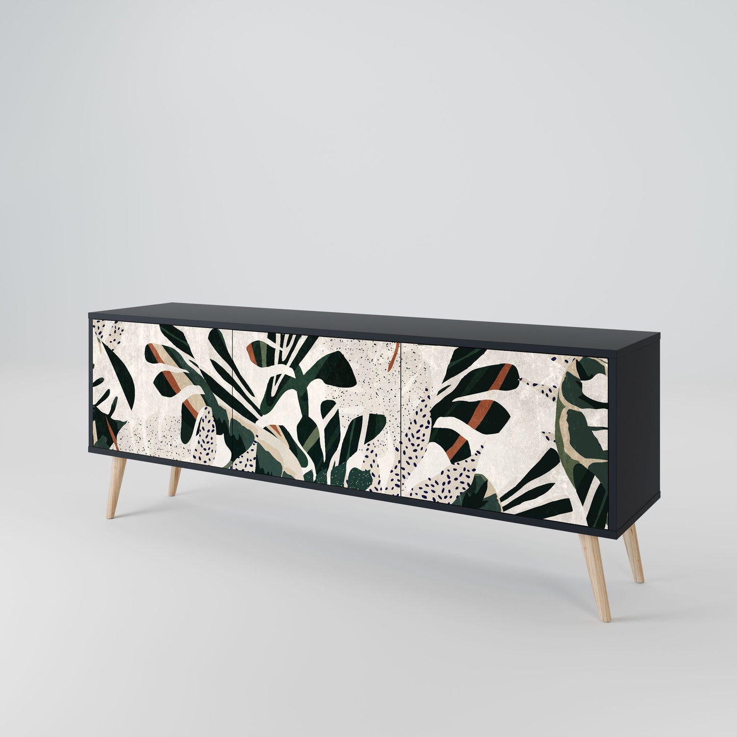 VERDURE FORMATION 3-Door TV Stand in Black Finish