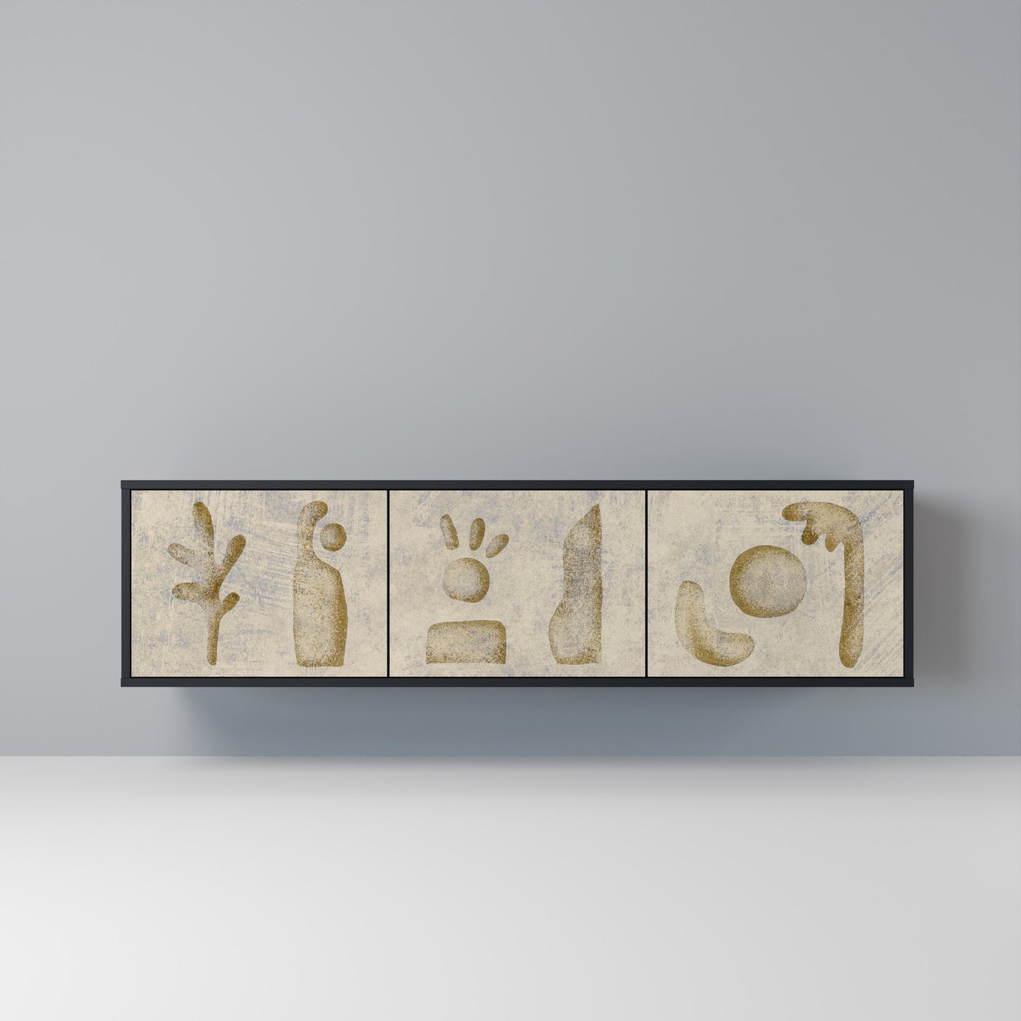 SAND SCULPTURES 3-Door TV Stand in Black Finish