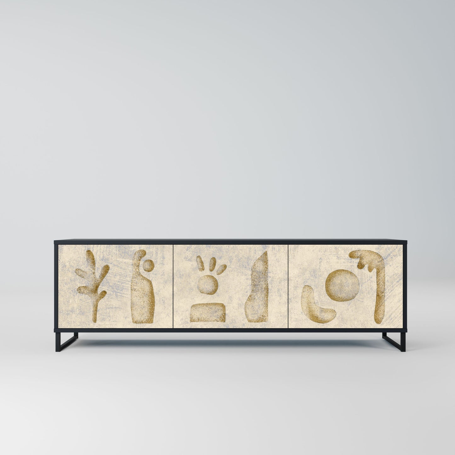SAND SCULPTURES 3-Door TV Stand in Black Finish