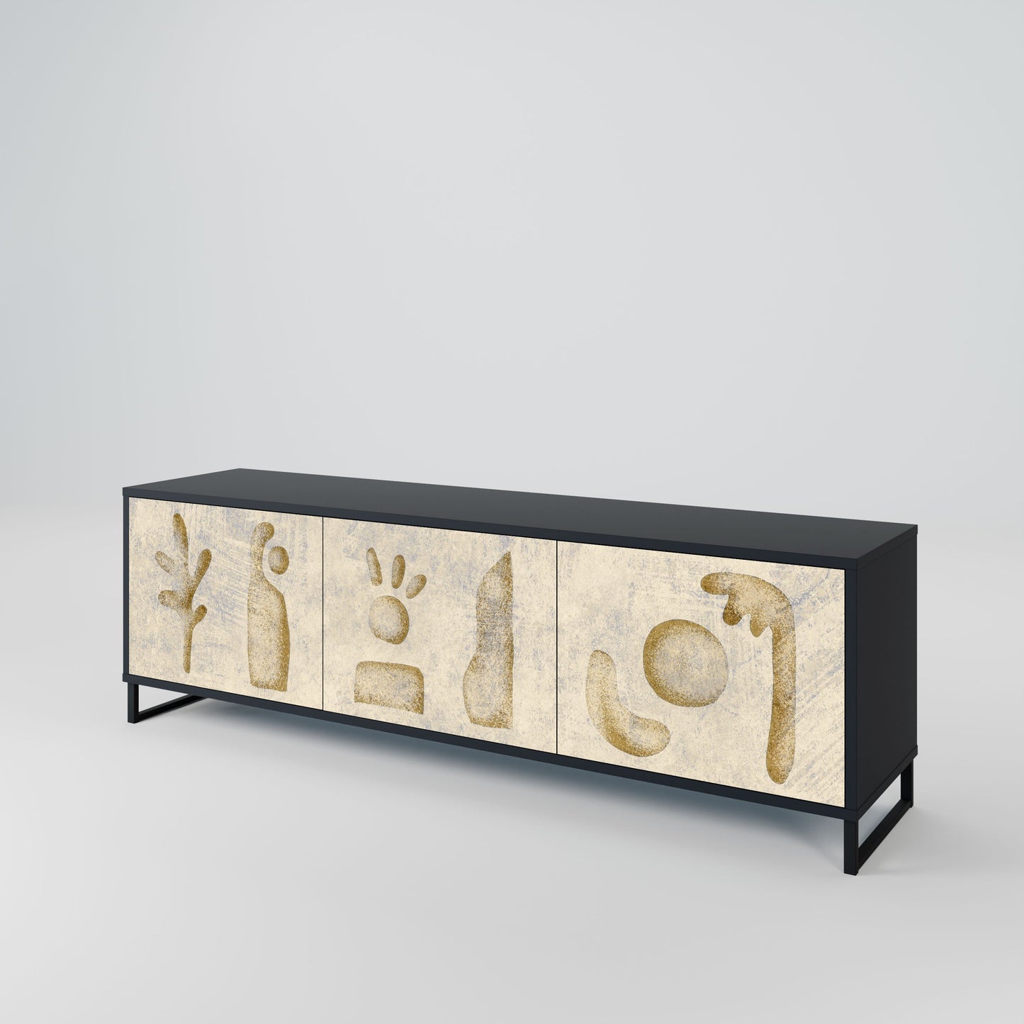 SAND SCULPTURES 3-Door TV Stand in Black Finish