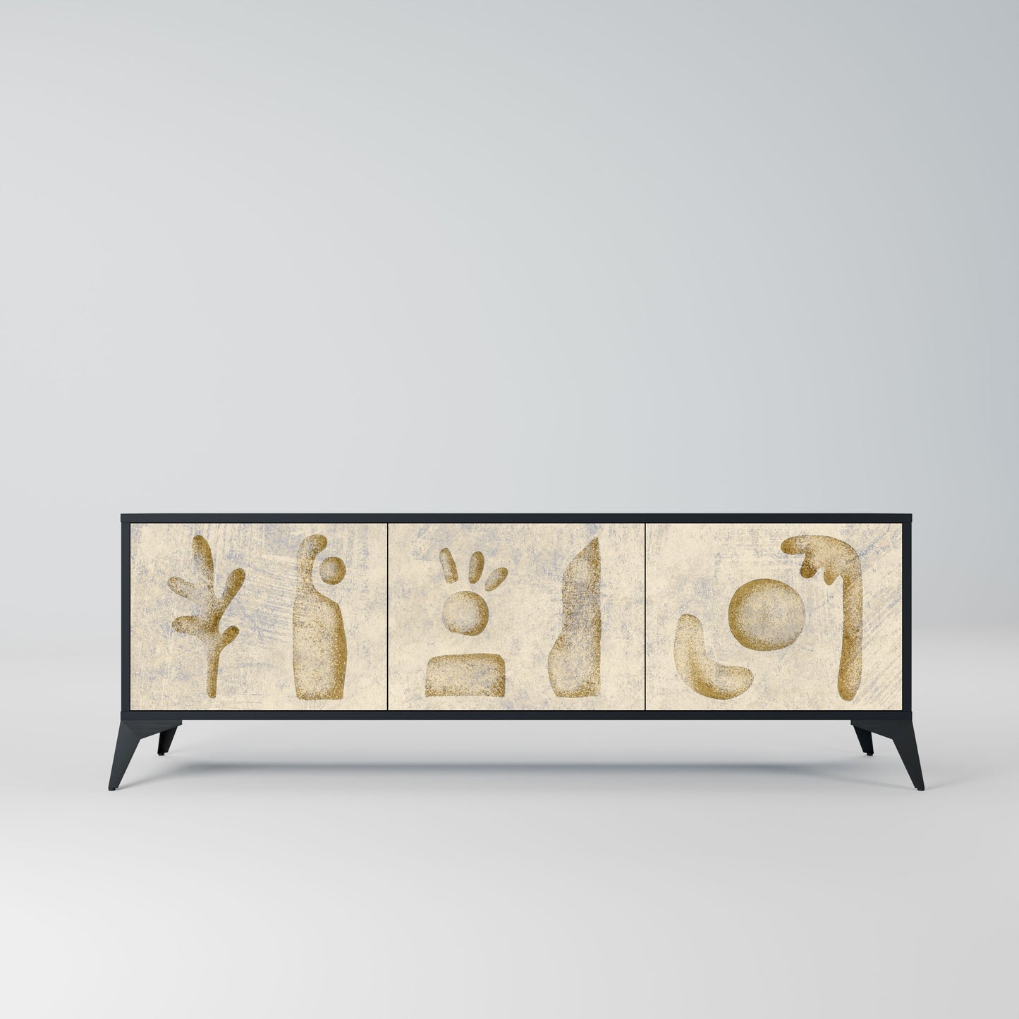 SAND SCULPTURES 3-Door TV Stand in Black Finish