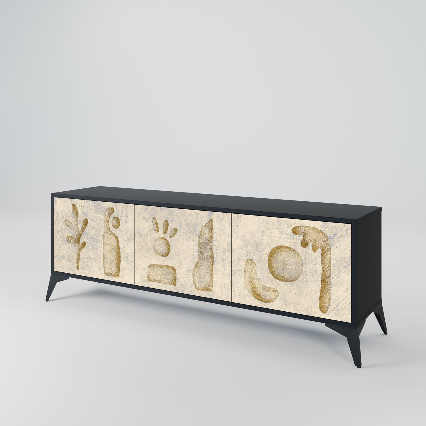 SAND SCULPTURES 3-Door TV Stand in Black Finish