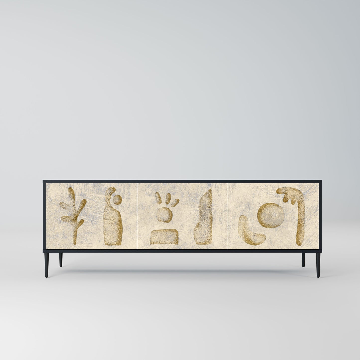 SAND SCULPTURES 3-Door TV Stand in Black Finish