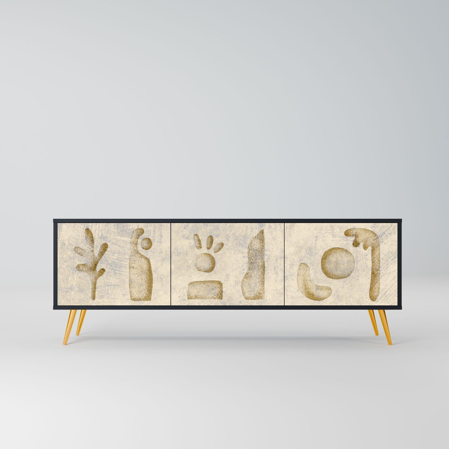 SAND SCULPTURES 3-Door TV Stand in Black Finish