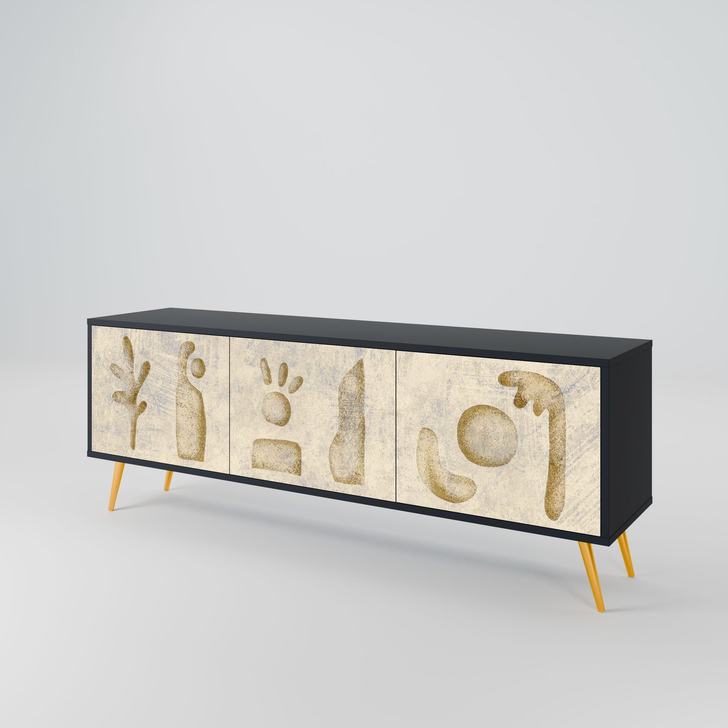 SAND SCULPTURES 3-Door TV Stand in Black Finish