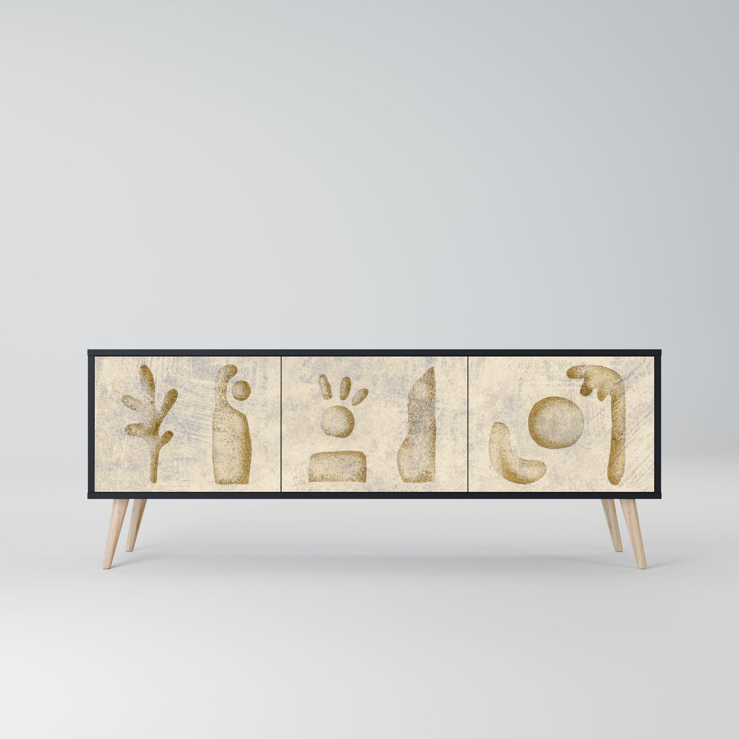 SAND SCULPTURES 3-Door TV Stand in Black Finish