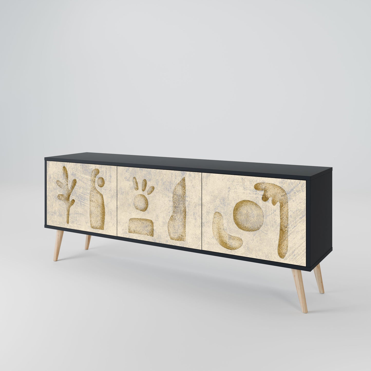 SAND SCULPTURES 3-Door TV Stand in Black Finish