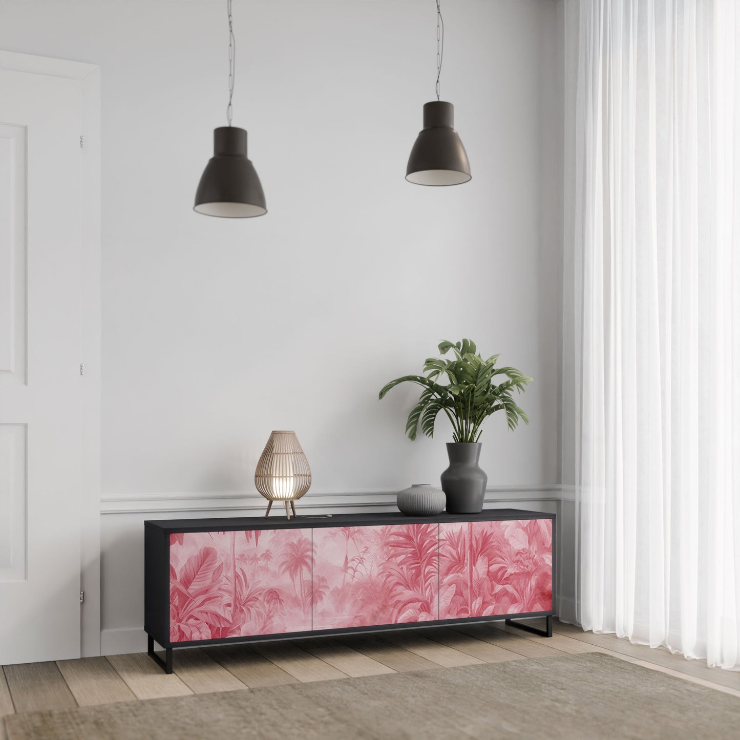 SWEET TROPICS 3-Door TV Stand in Black Finish
