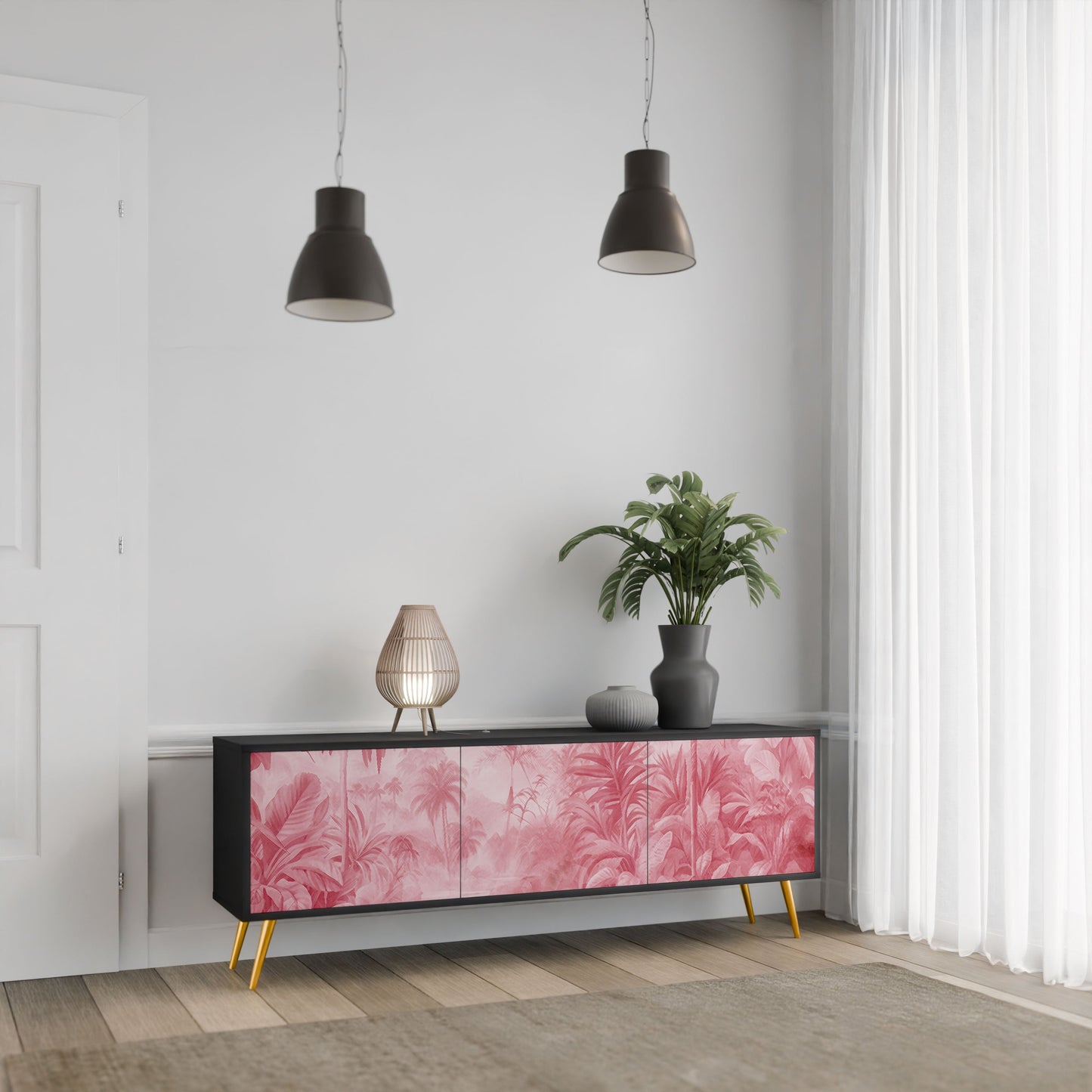 SWEET TROPICS 3-Door TV Stand in Black Finish
