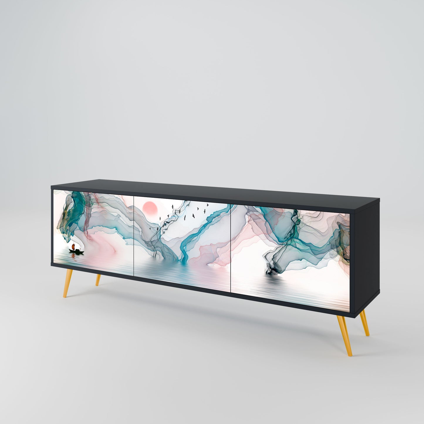 Mobile TV VELVET CROSSING a 3 ante in finitura nera