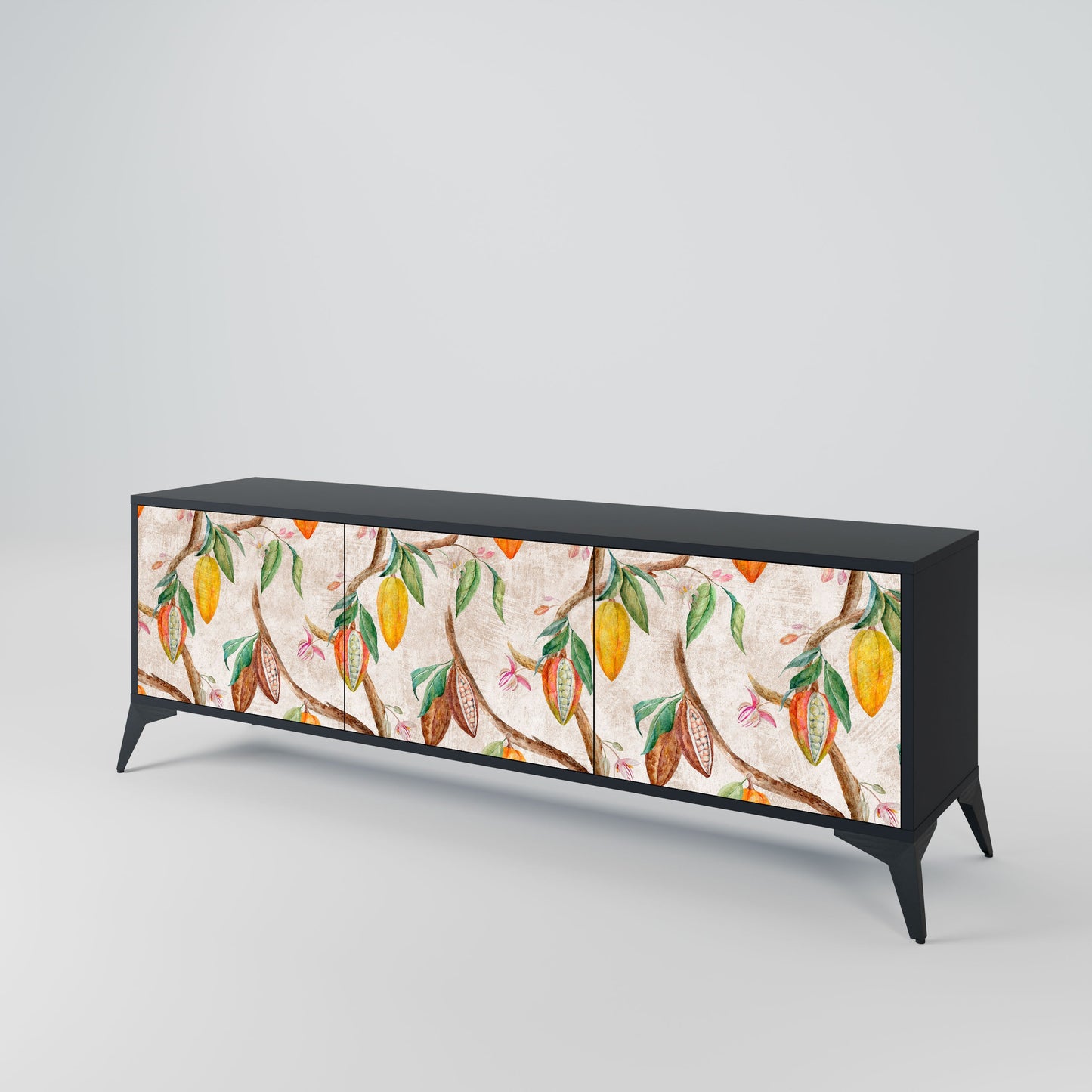 COCOA FRUITS 3-Door TV Stand in Black Finish
