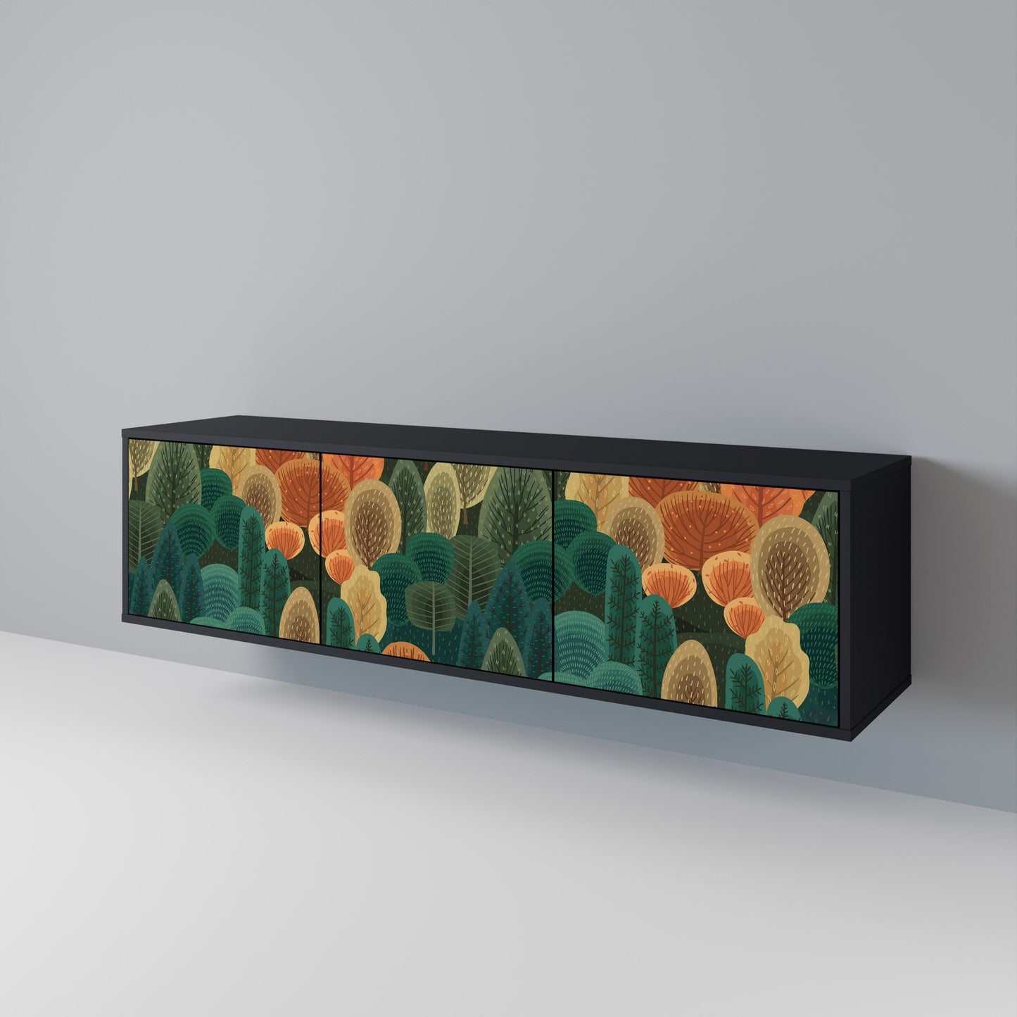 Mobile TV AUTUMN KALEIDOSCOPE a 3 ante con finitura nera